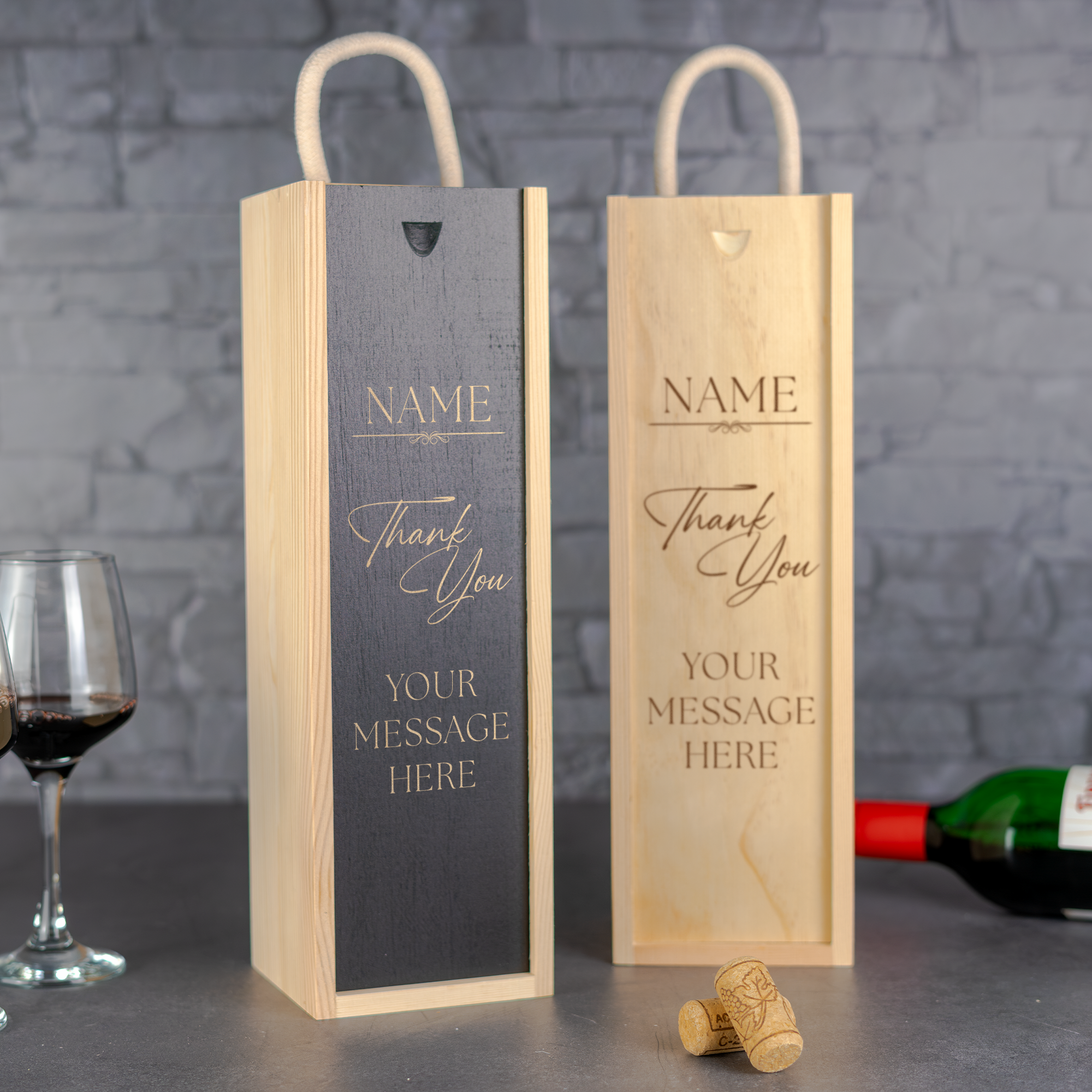 Personalised Printed Thank You Wine Box