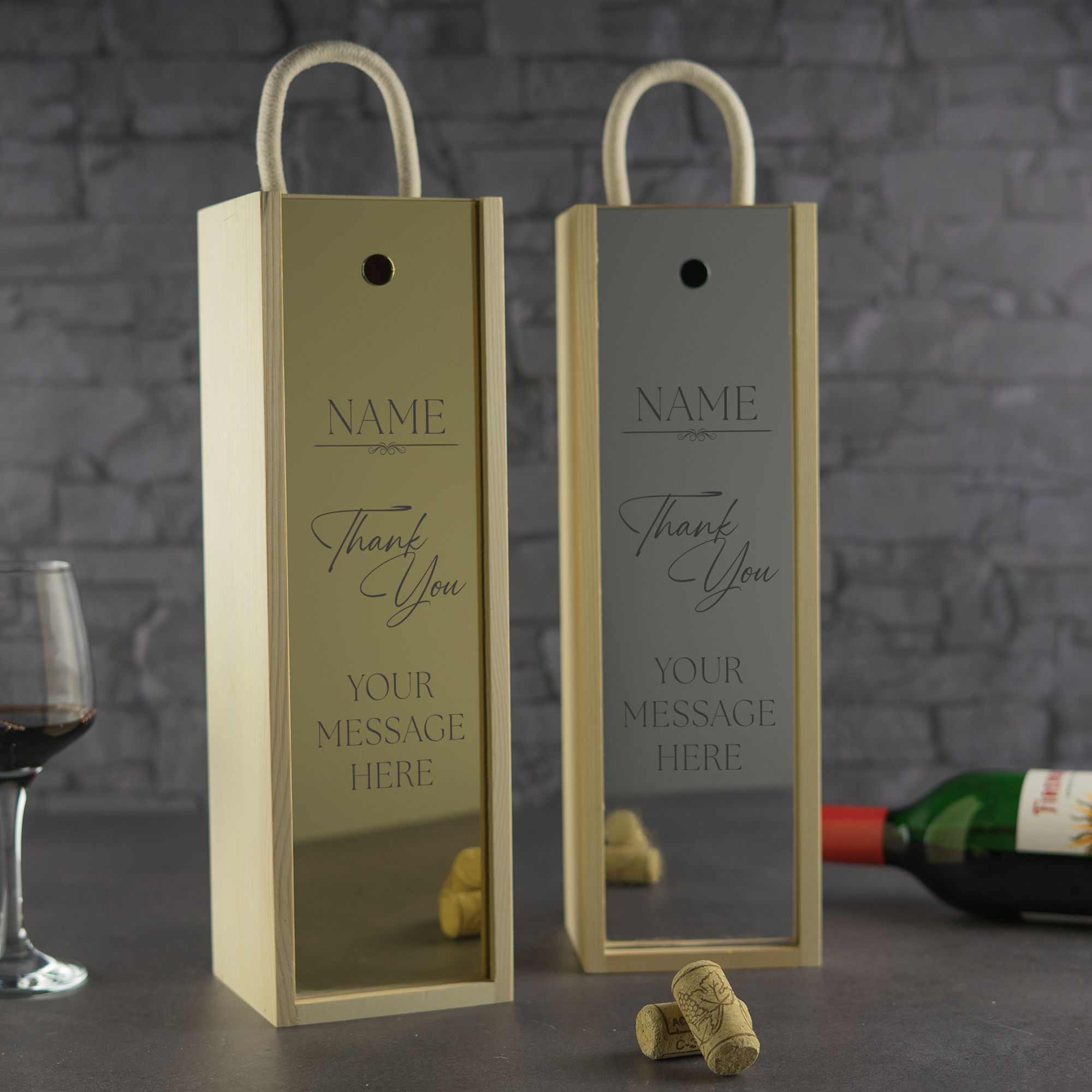 Personalised Printed Thank You Wine Box