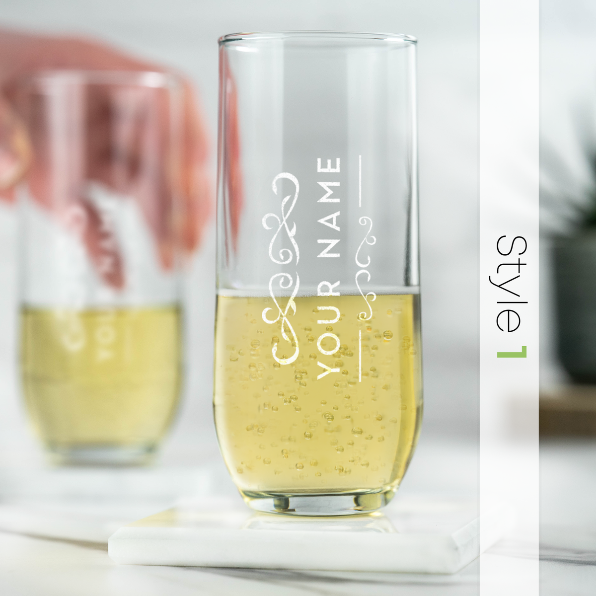 Personalised Engraved Stemless Champagne Flute