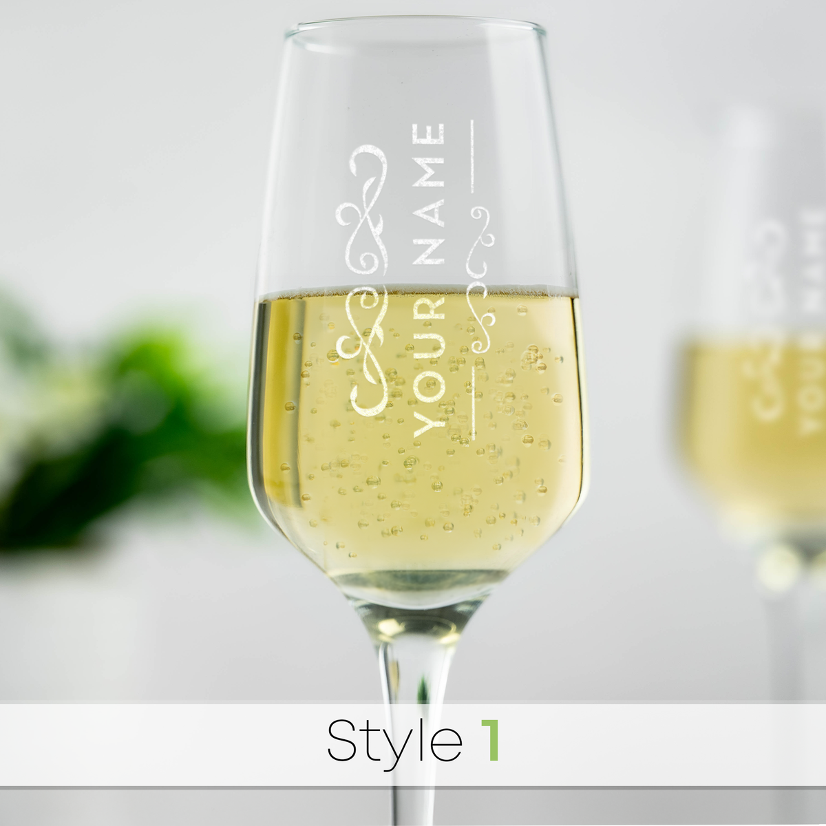 Personalised Engraved Angled Champagne Flute