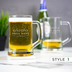Personalised Engraved Glass Beer Tankard