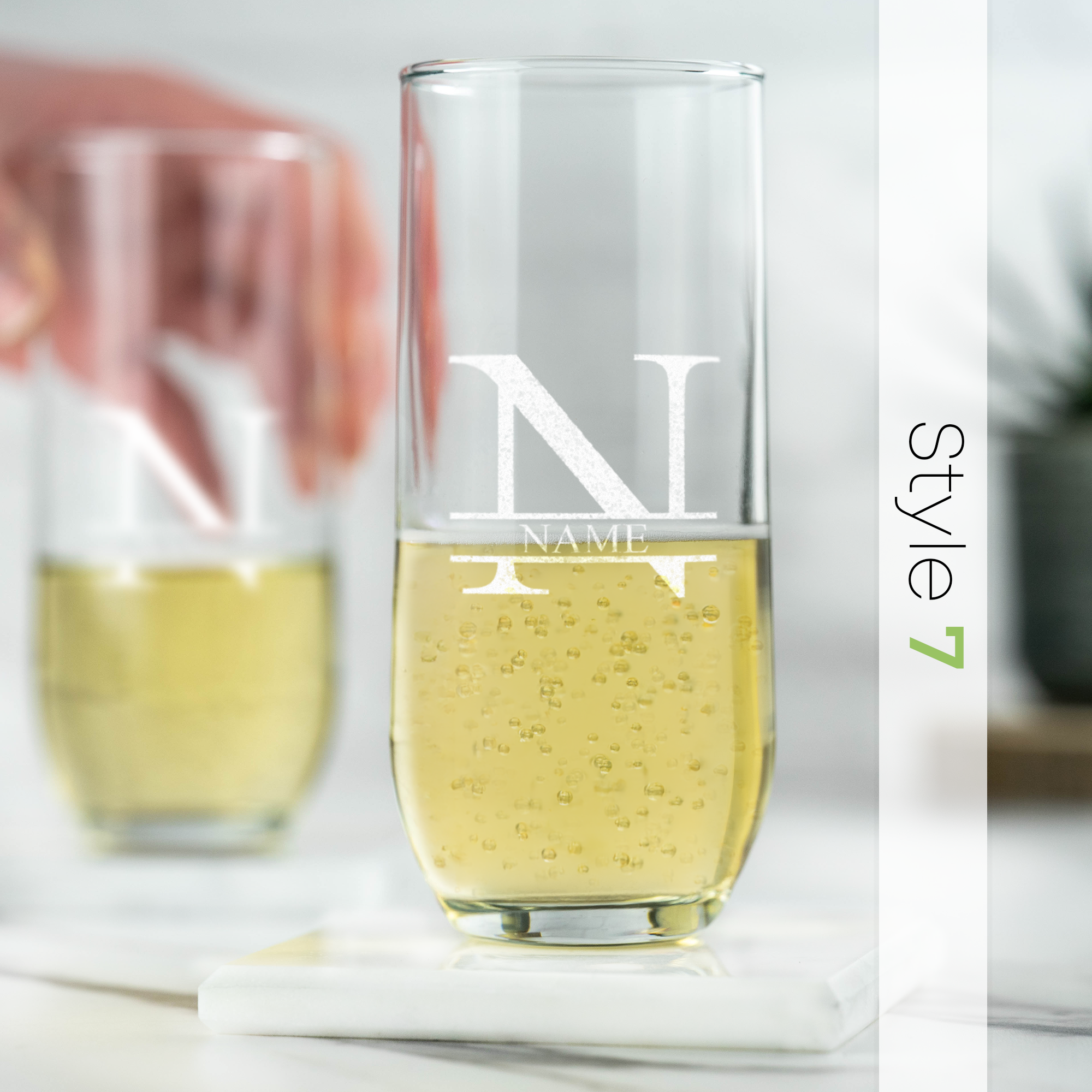Personalised Engraved Stemless Champagne Flute