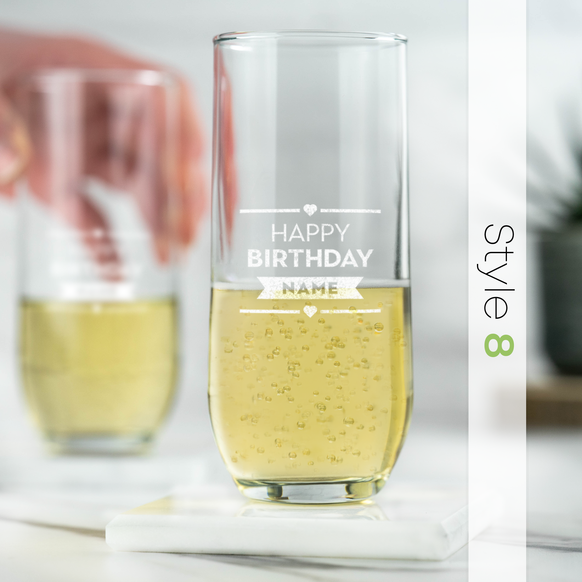 Personalised Engraved Stemless Champagne Flute