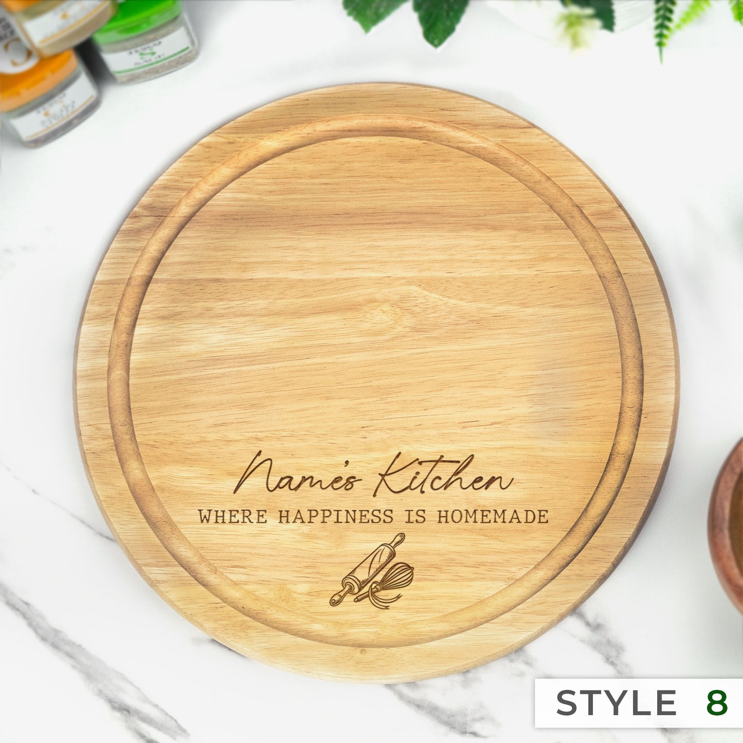 Personalised Engraved Circle Chopping Board