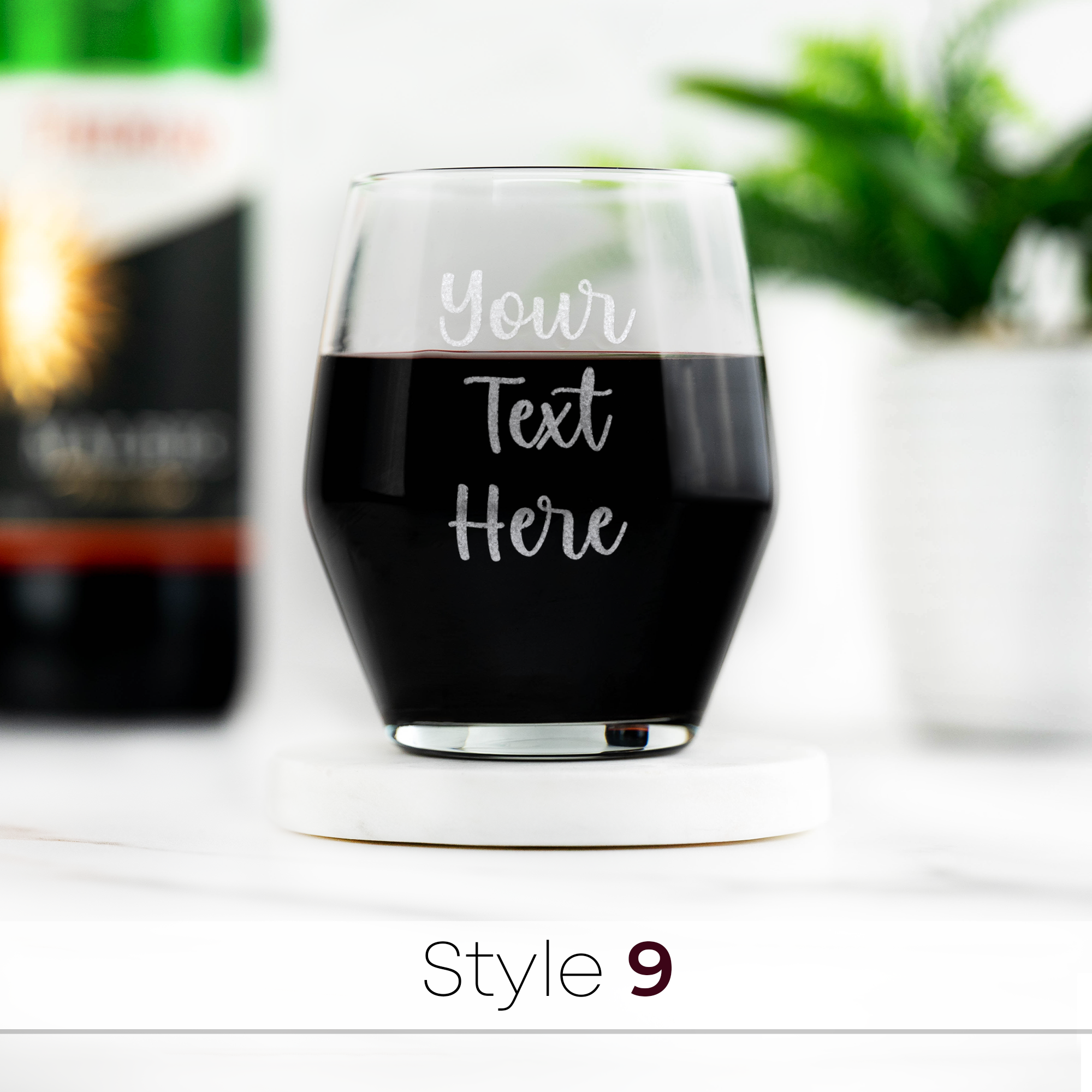 Personalised Engraved Angled Stemless Wine Glass