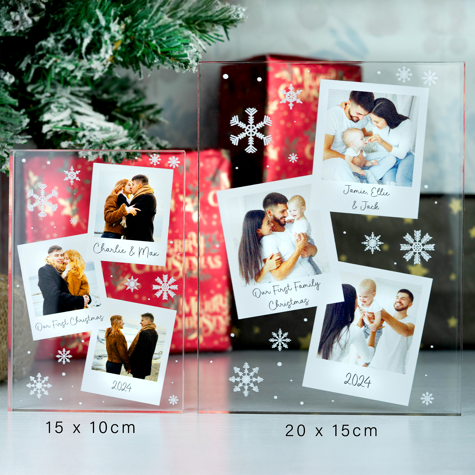 Personalised Printed Polaroid Sllye Glass Effect Photo keepsake Block