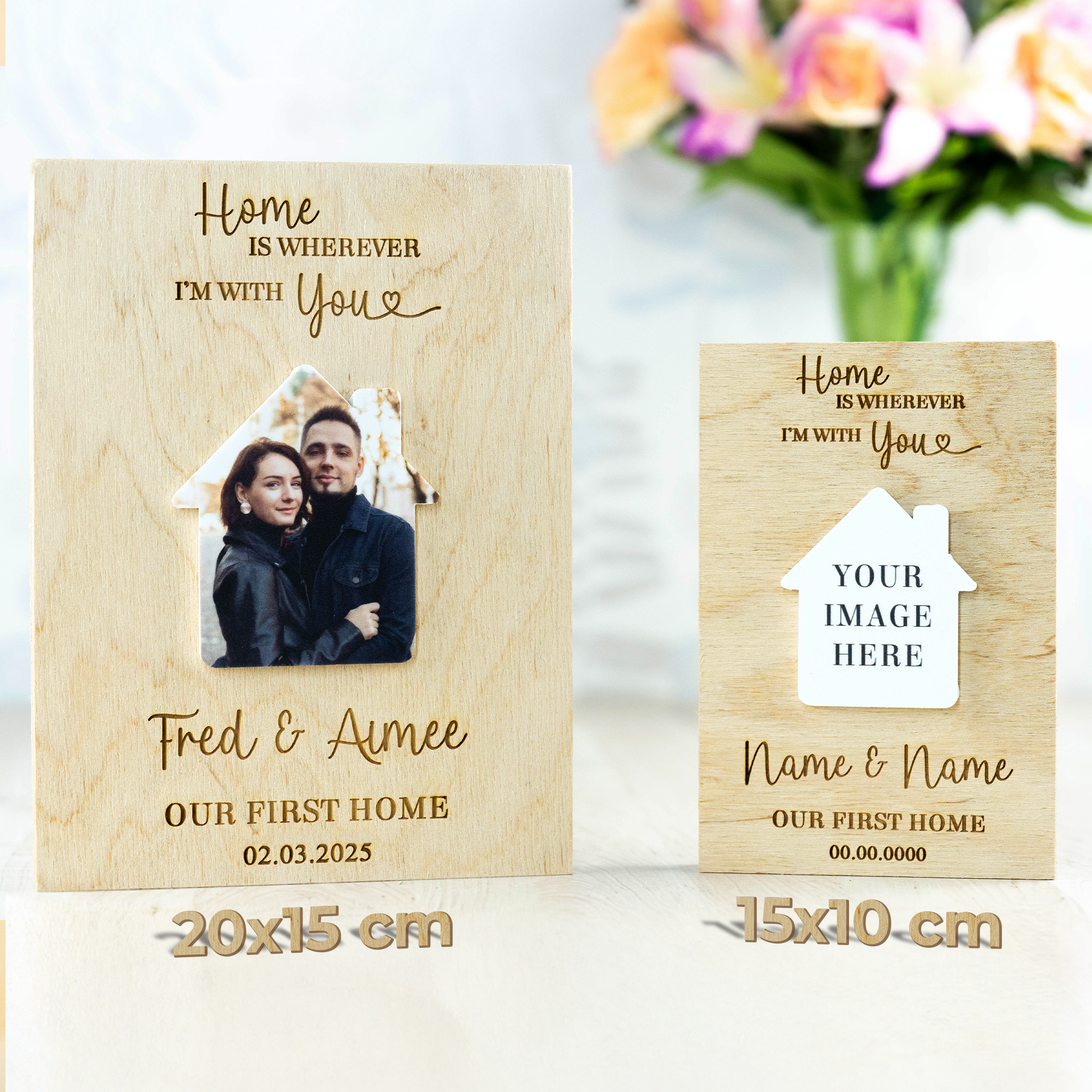 Personalised New Home Wooden Photo Block