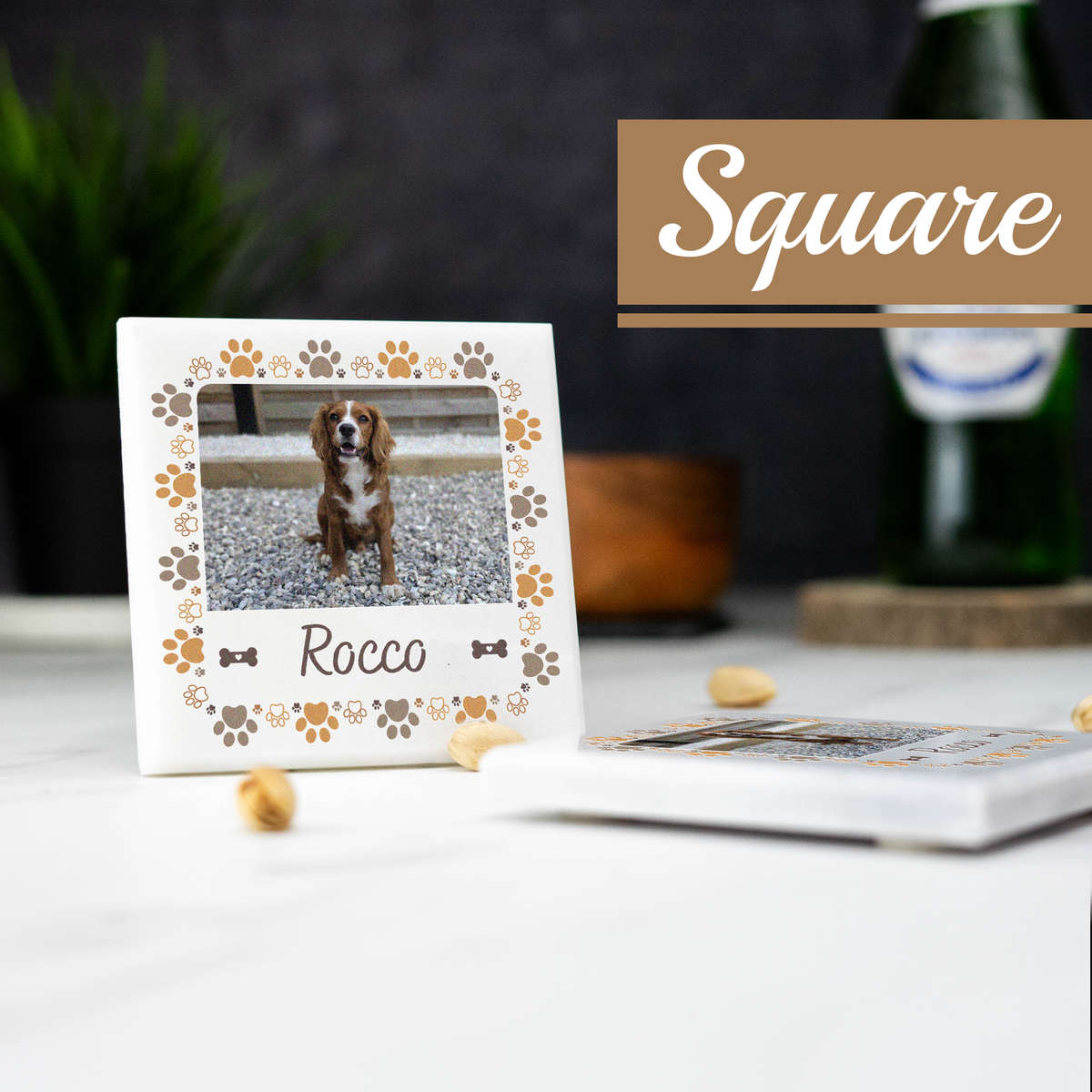 Personalised Own Image and Text Pet Marble Coaster