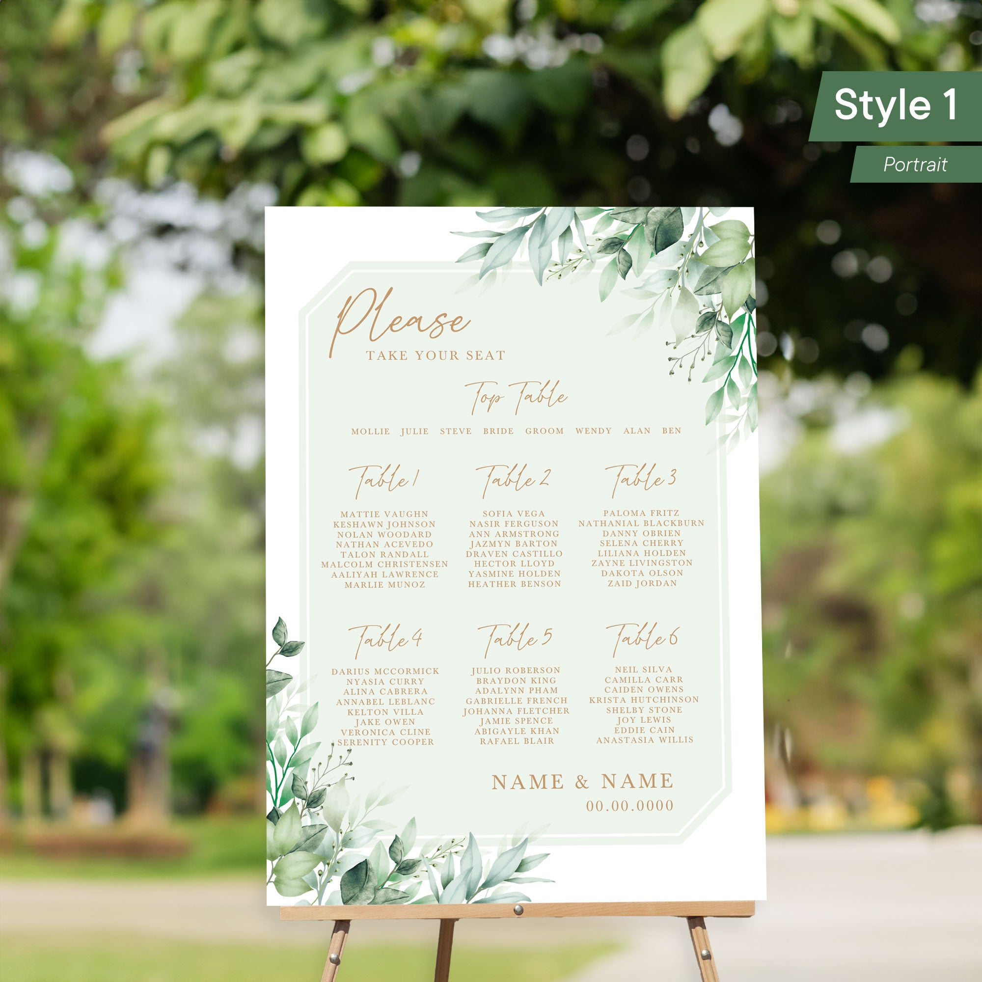 Personalised Printed Wedding Seating Plan