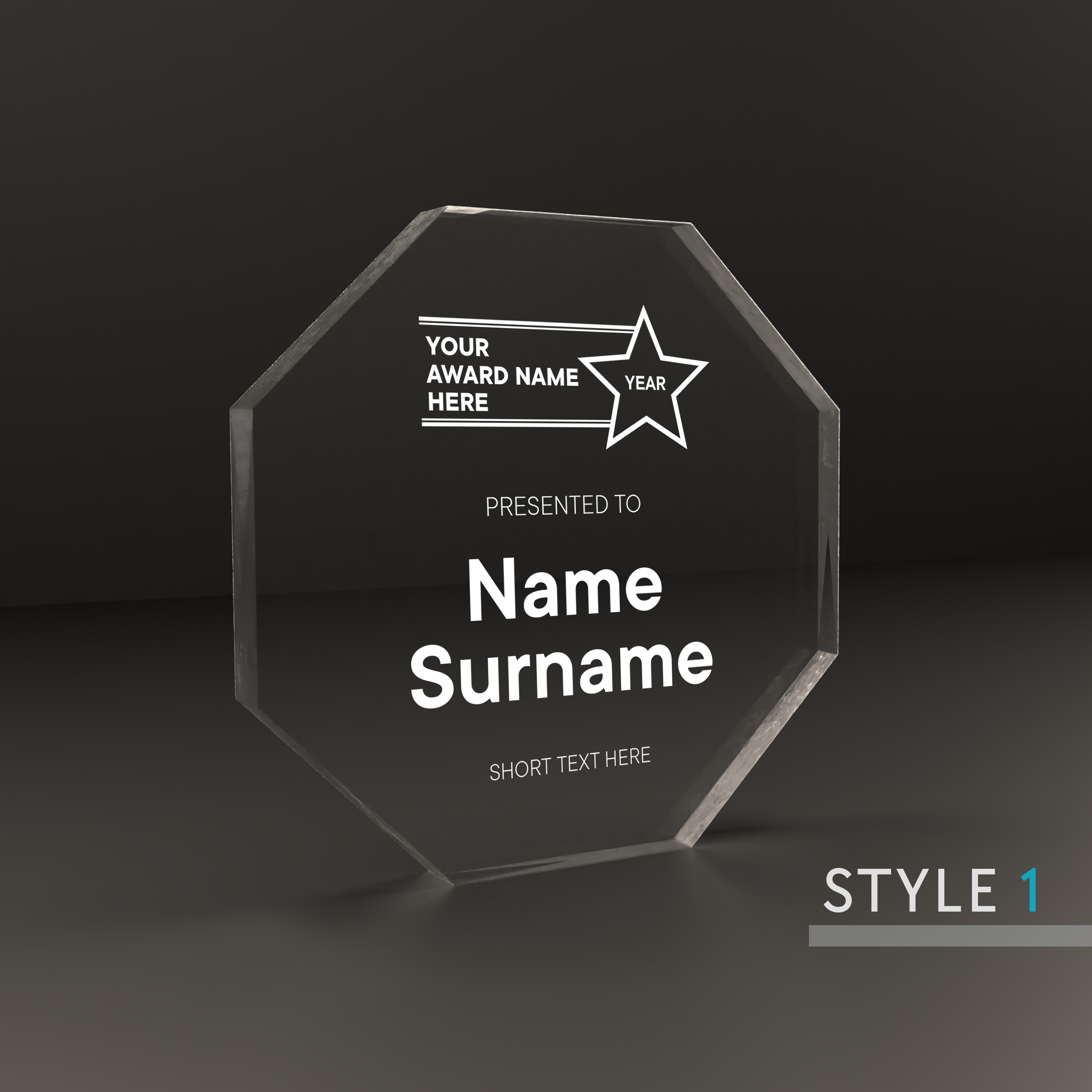 Personalised Engraved Octagon Acrylic Block