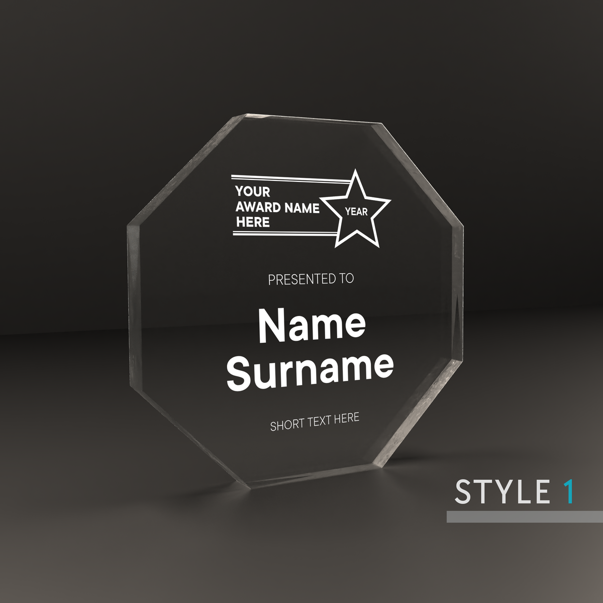 Personalised Engraved Octagon Acrylic Block