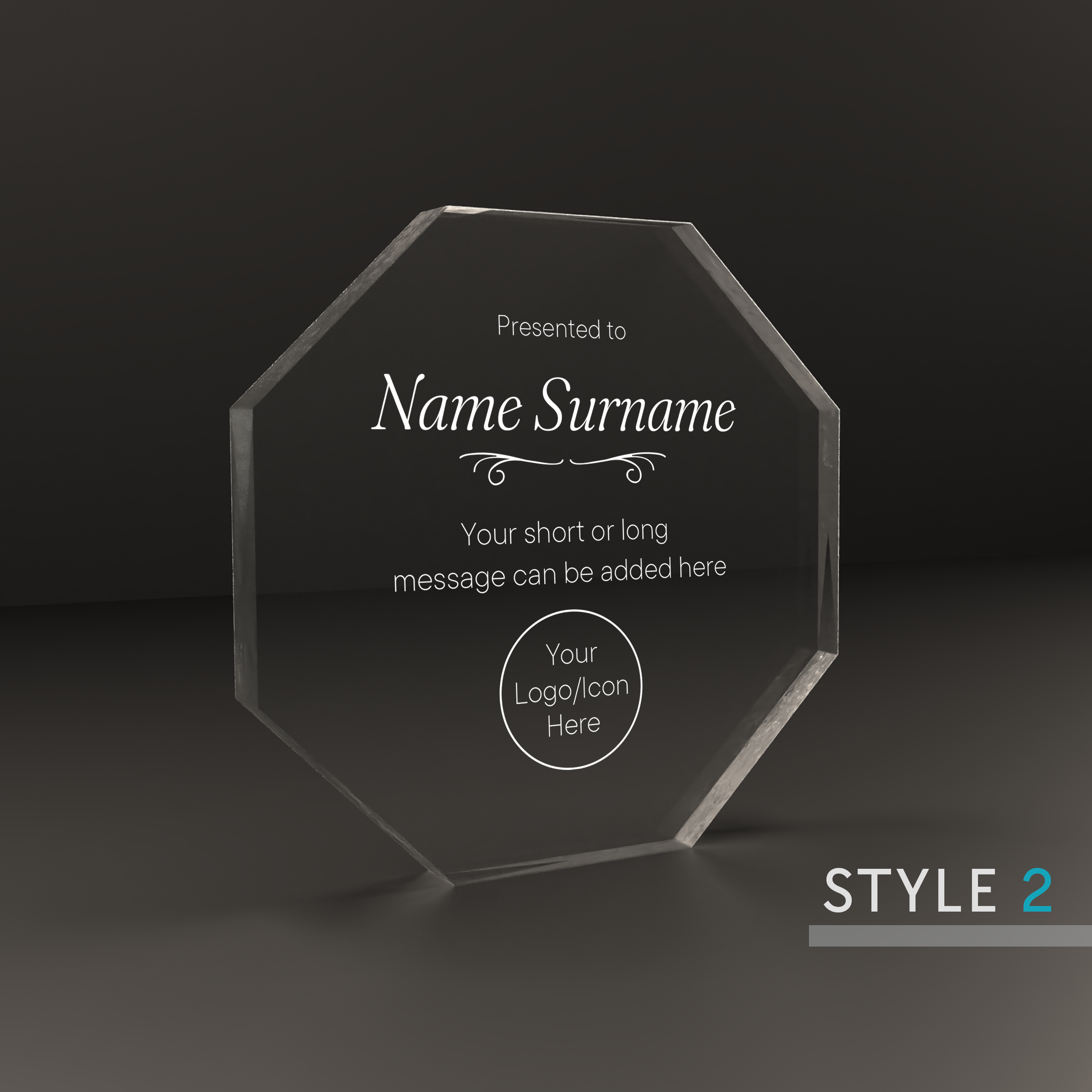 Personalised Engraved Octagon Acrylic Block