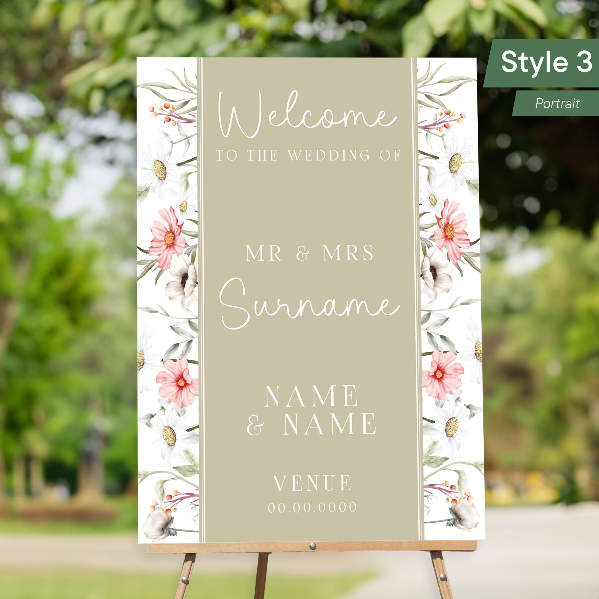Personalised Printed Wedding Welcome Sign
