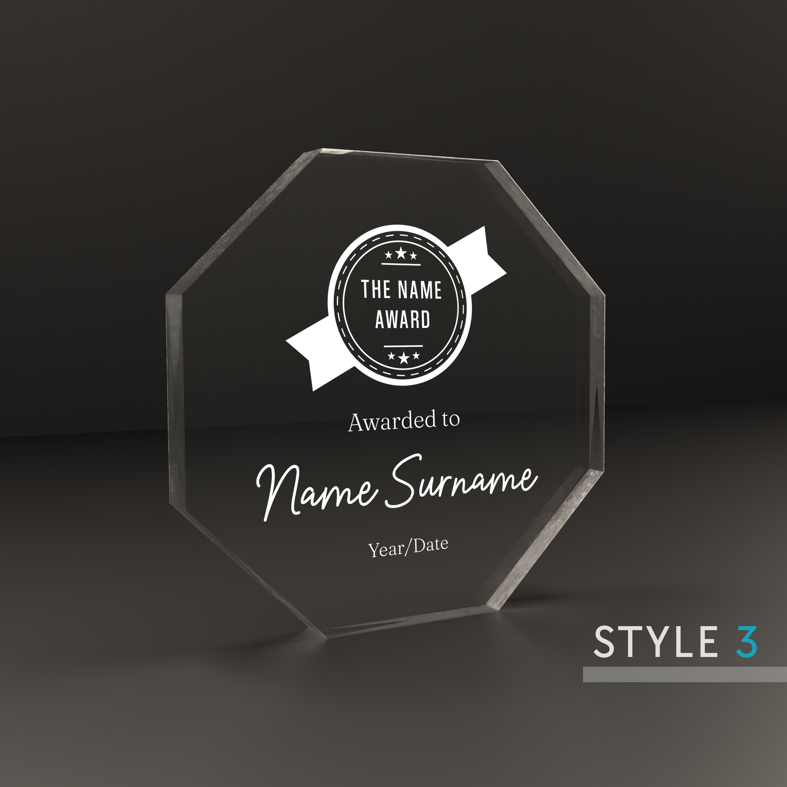 Personalised Engraved Octagon Acrylic Block