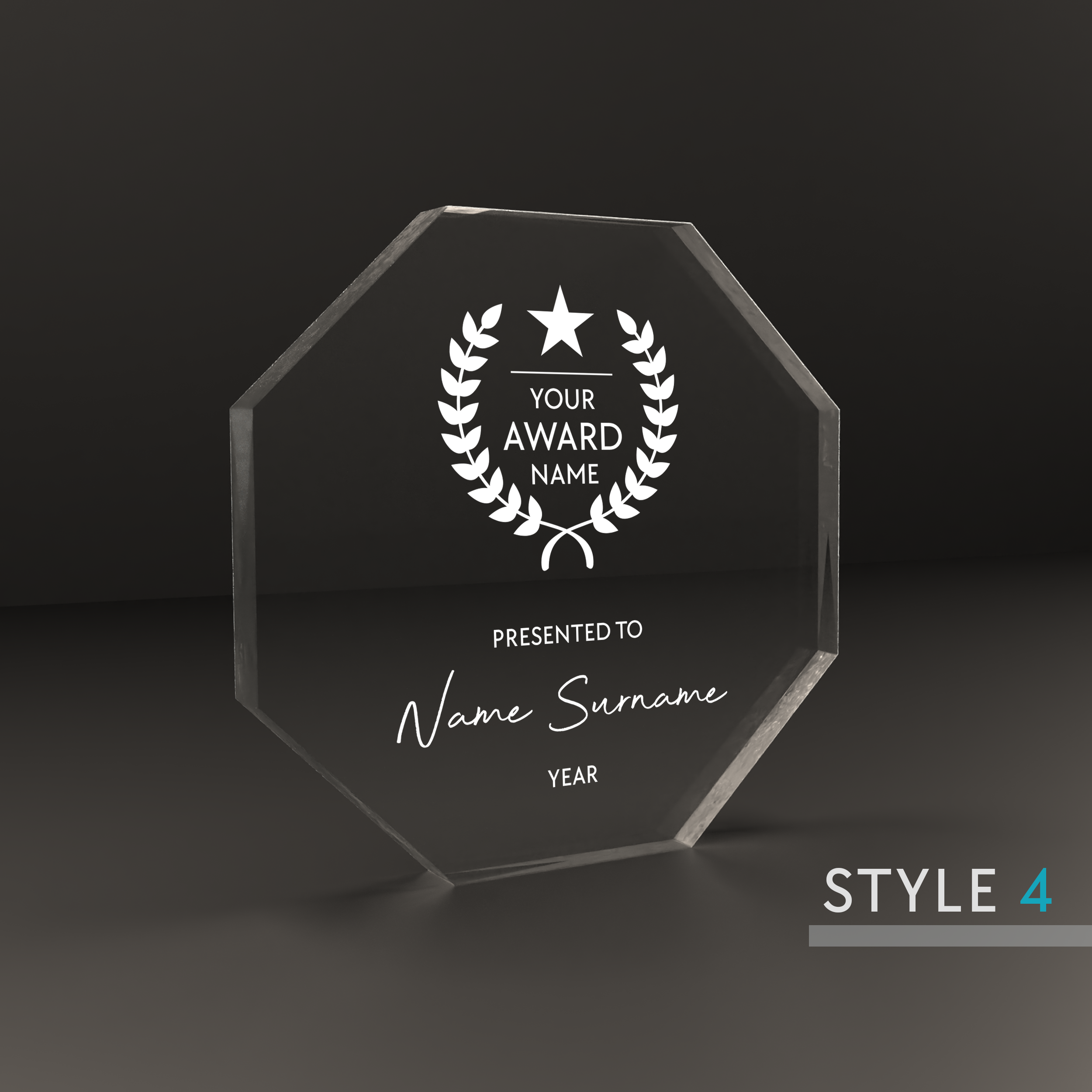 Personalised Engraved Octagon Acrylic Block
