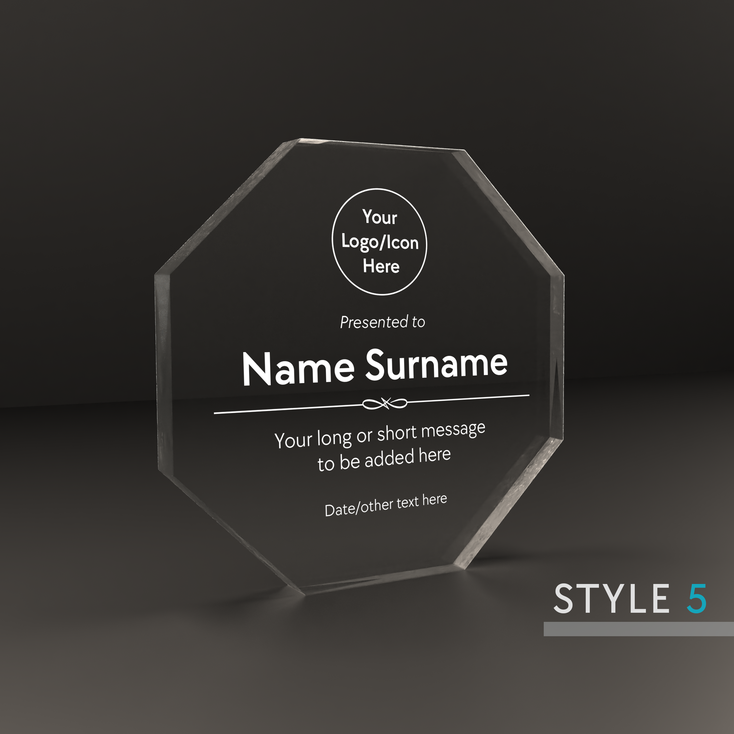 Personalised Engraved Octagon Acrylic Block