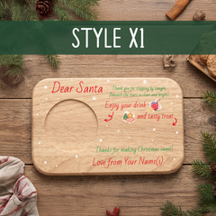 Personalised Christmas Eve Board Treat Tray, Milk and Cookies for Santa & Rudolph Treat