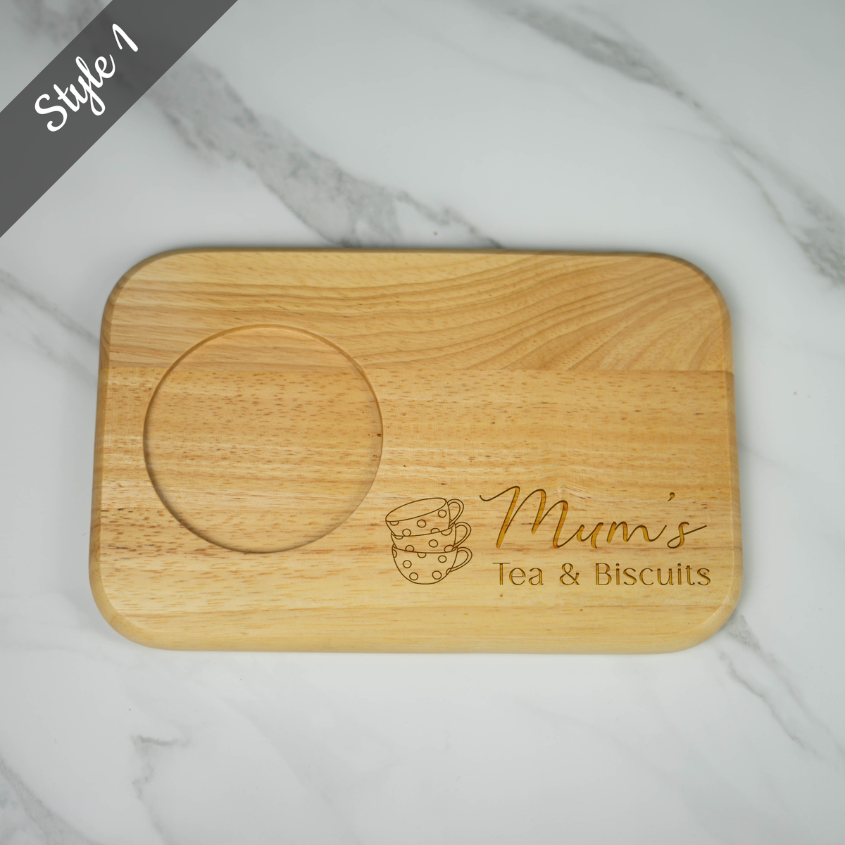 Personalised Engraved Wooden Tea and Biscuits, Coffee and cake board