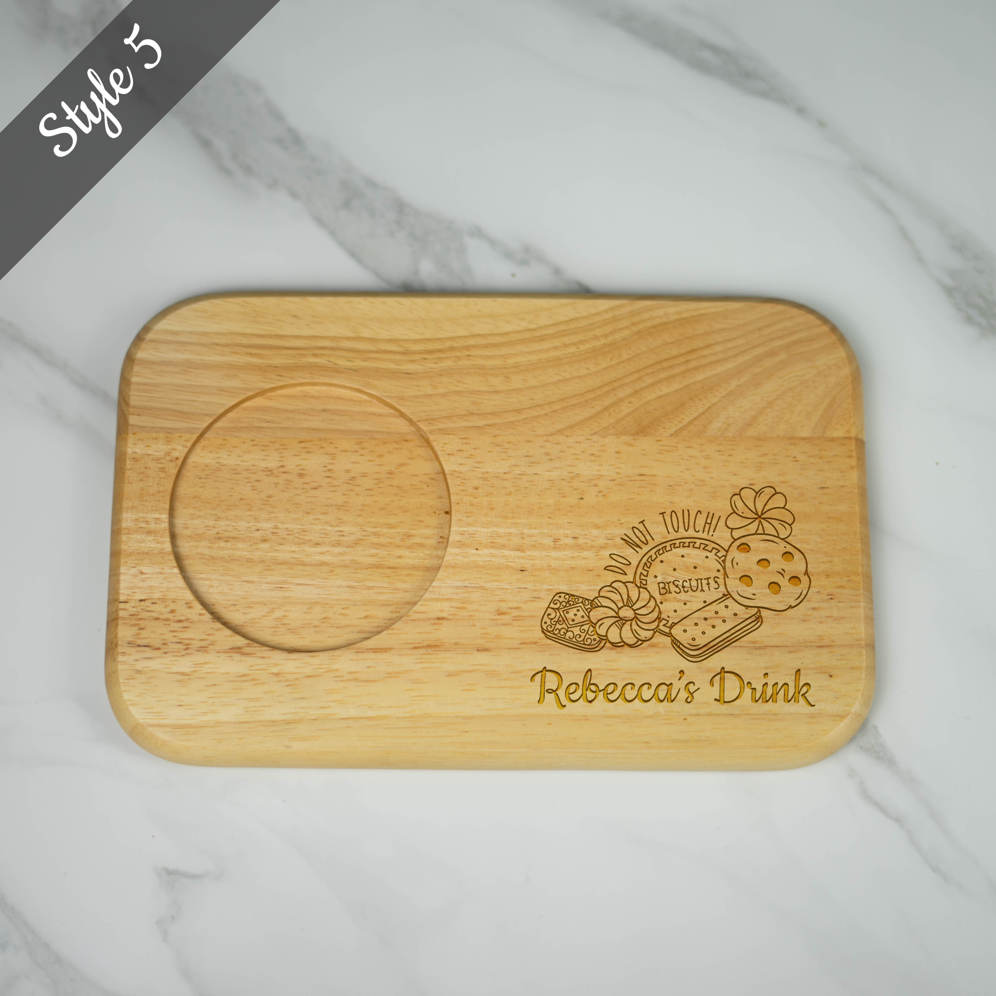 Personalised Engraved Wooden Tea and Biscuits, Coffee and cake board