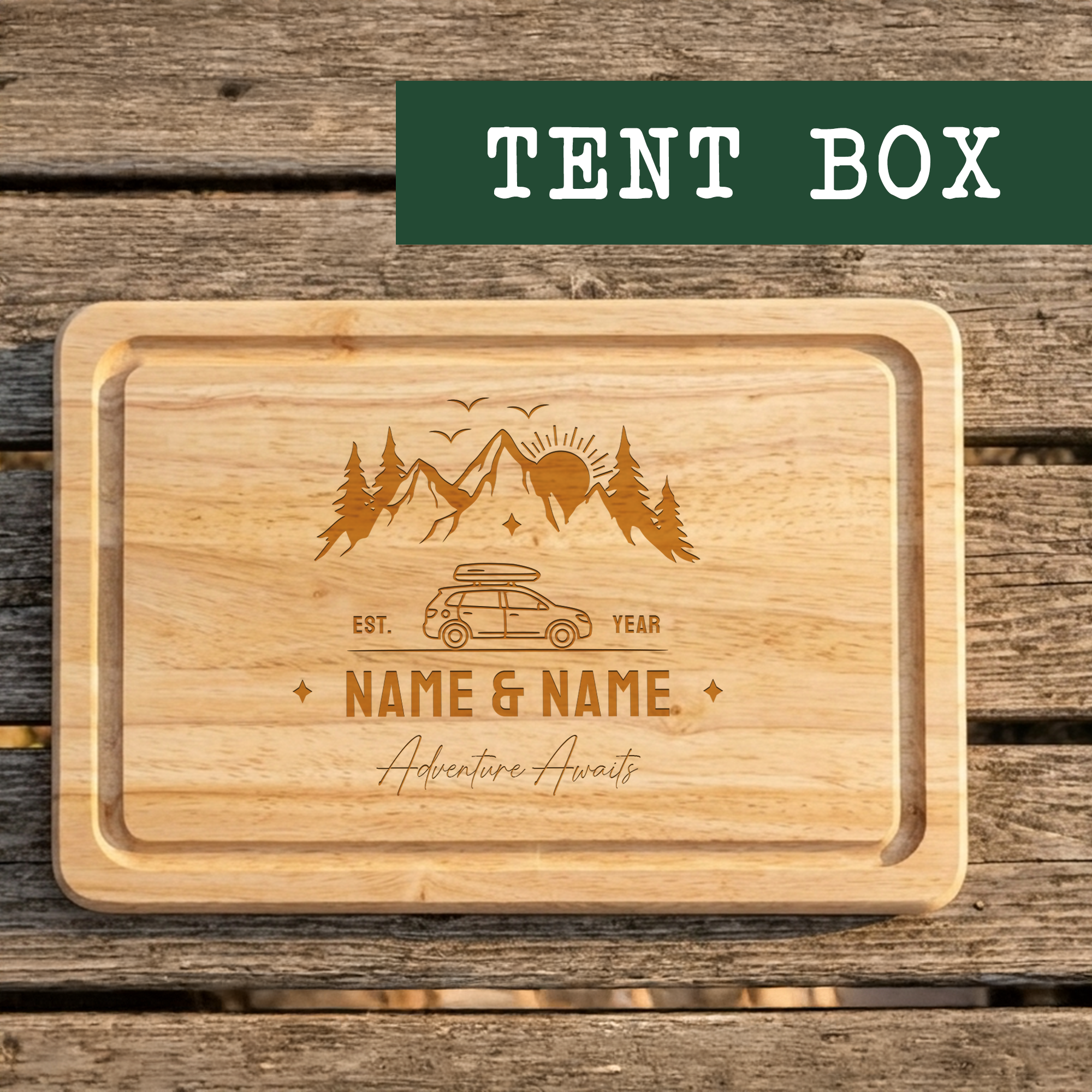 Personalised Engraved Camping Chopping Board Campervan, Camper, Motorhome, Caravan, Tent, Van Life