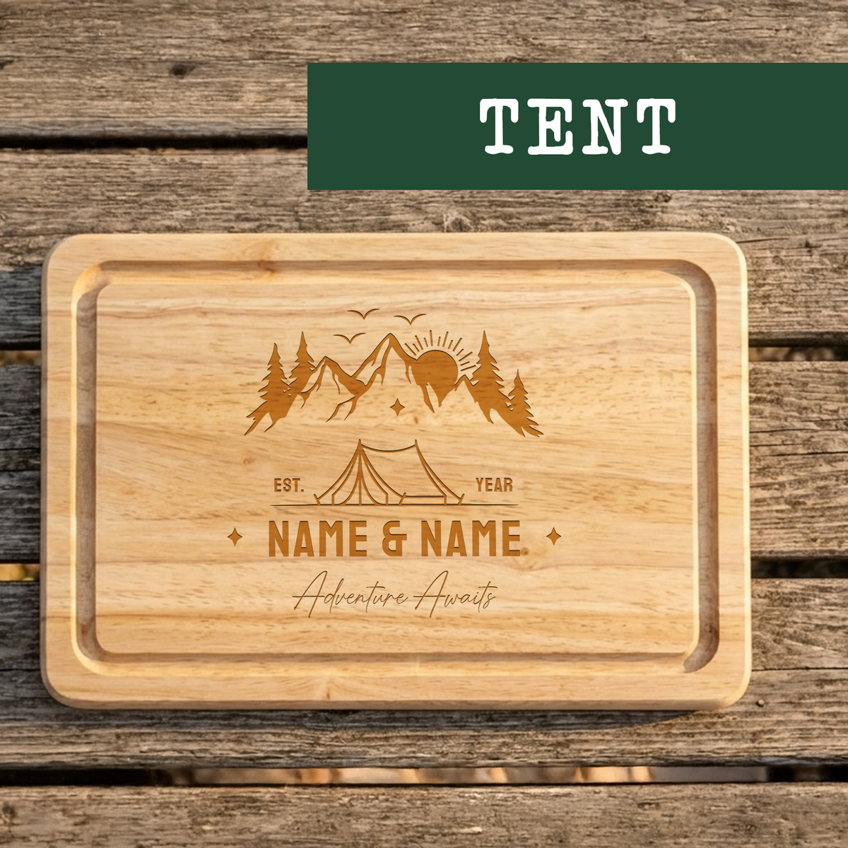 Personalised Engraved Camping Chopping Board Campervan, Camper, Motorhome, Caravan, Tent, Van Life