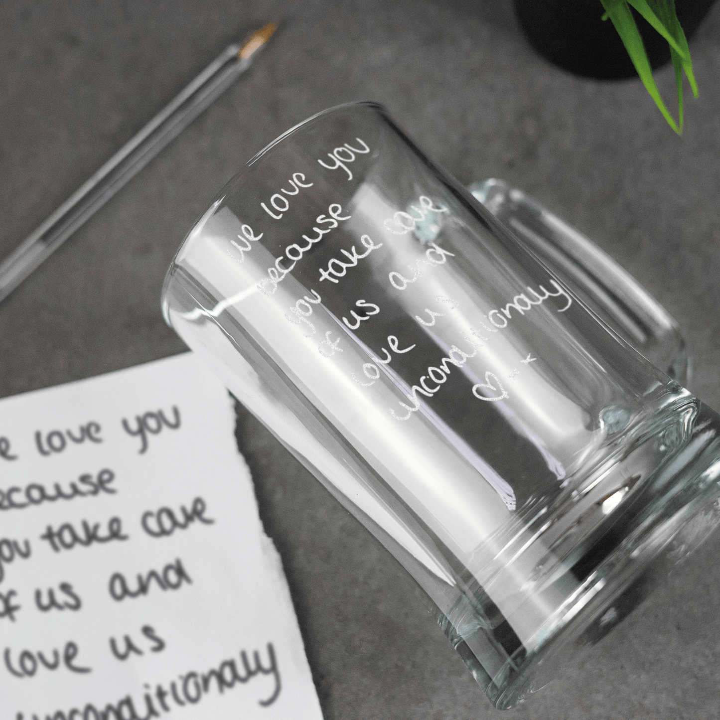 Engraved Custom Handwriting Glass Tankard - So Bespoke Gifts