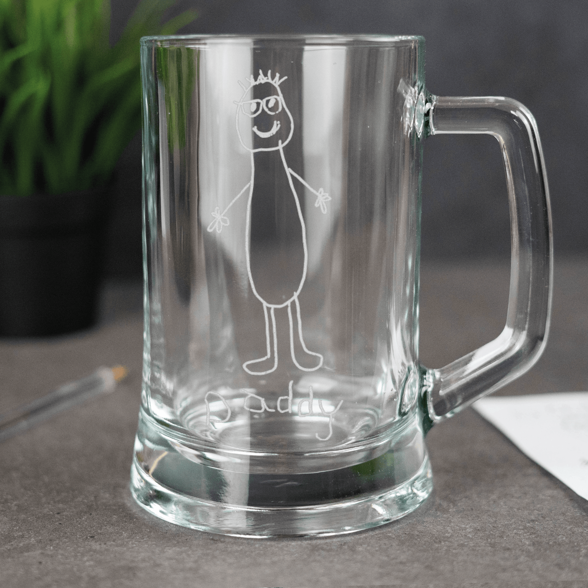 Engraved Custom Handwriting Glass Tankard - So Bespoke Gifts