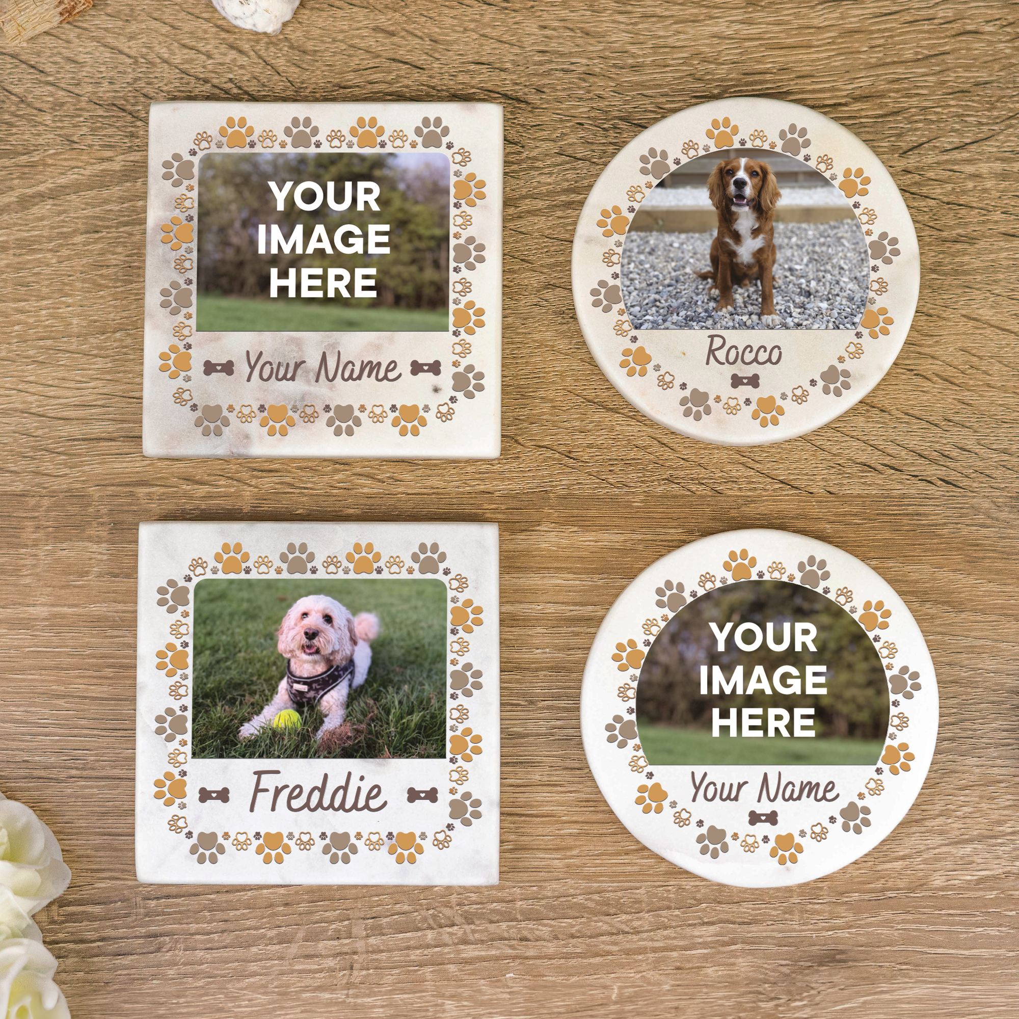 Personalised Own Image and Text Pet Marble Coaster