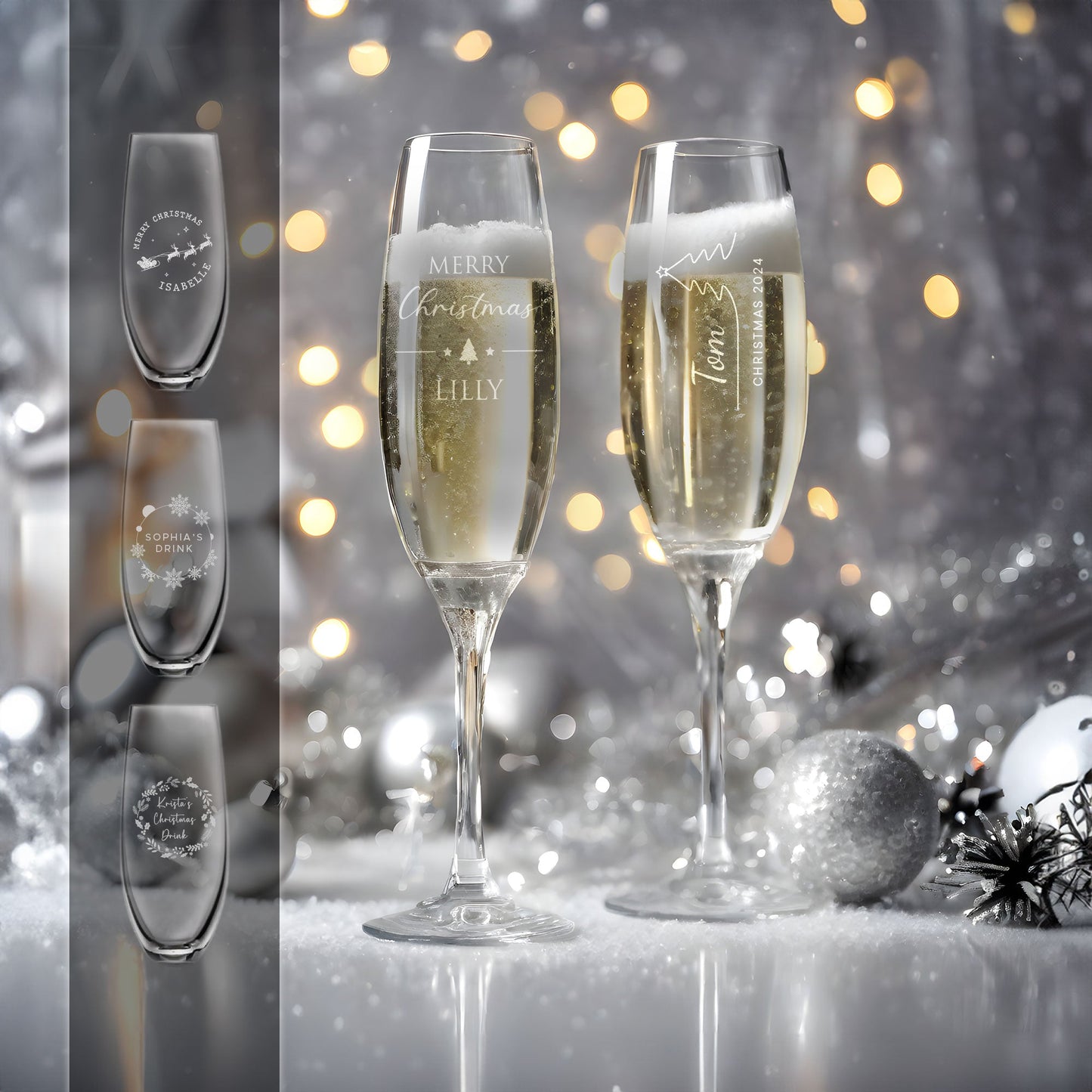 Personalised Engraved Christmas Champagne Flute - So Bespoke Gifts