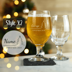 Personalised Engraved Christmas Stemmed Beer Glass - So Bespoke Gifts