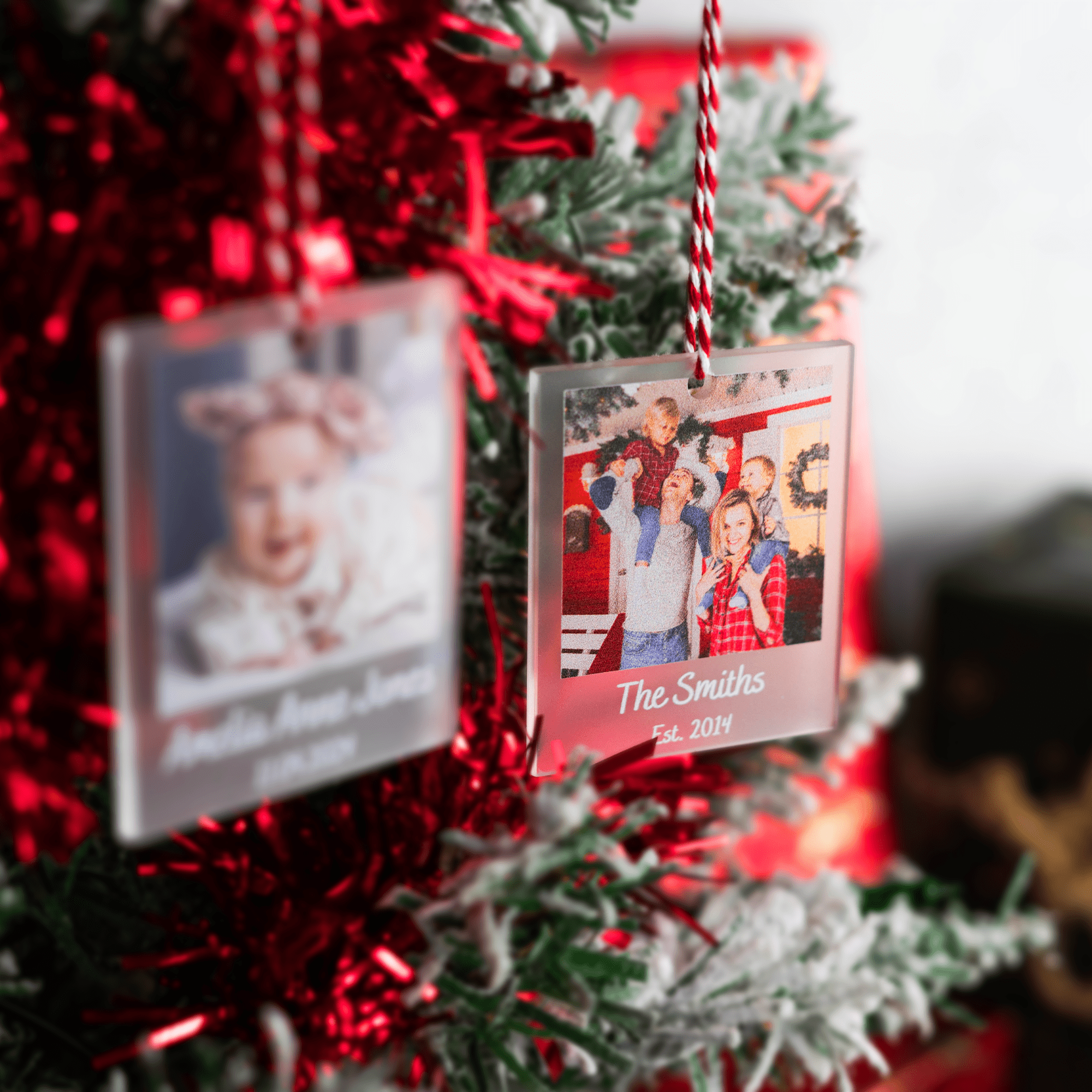 Personalised Engraved Frosted Polaroid Bauble - So Bespoke Gifts