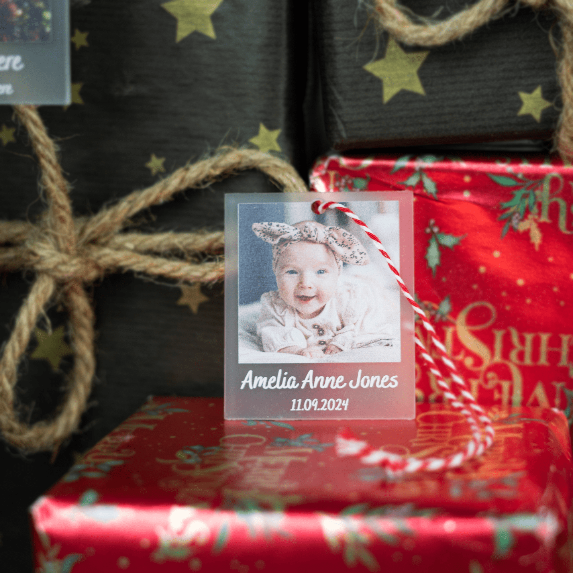 Personalised Engraved Frosted Polaroid Bauble - So Bespoke Gifts