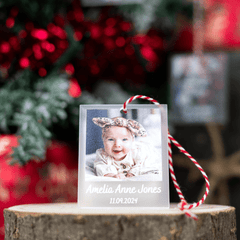Personalised Engraved Frosted Polaroid Bauble - So Bespoke Gifts