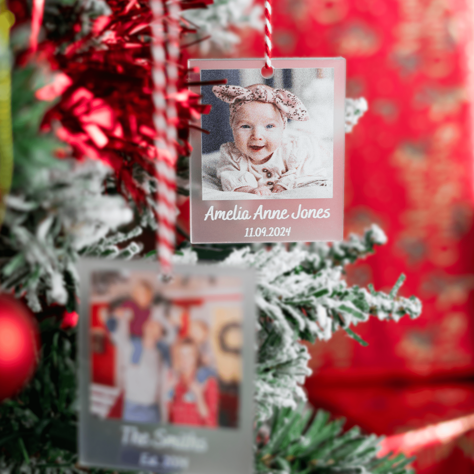 Personalised Engraved Frosted Polaroid Bauble - So Bespoke Gifts