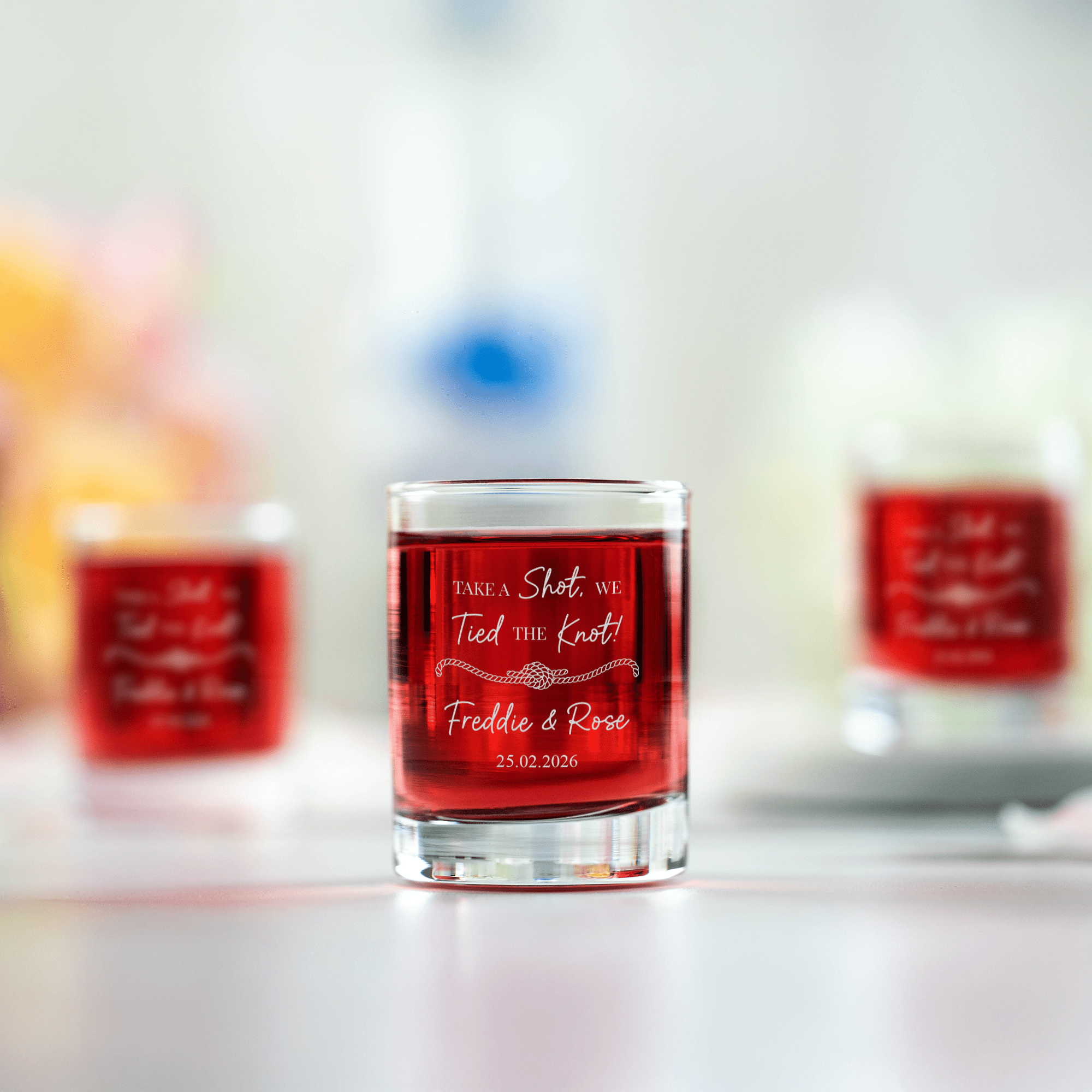 Personalised Engraved Tie The Knot Shot Glass - So Bespoke
