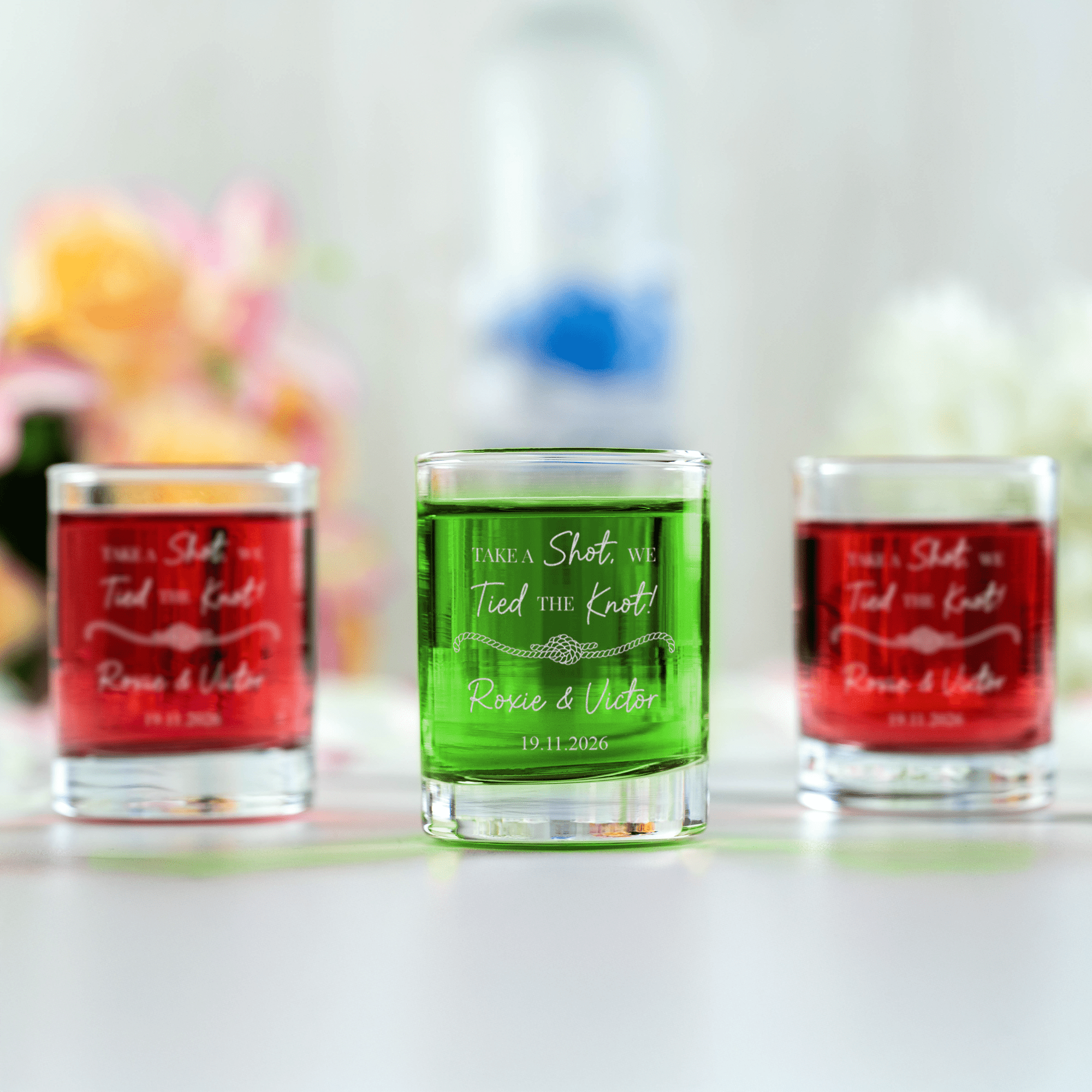 Personalised Engraved Tie The Knot Shot Glass - So Bespoke