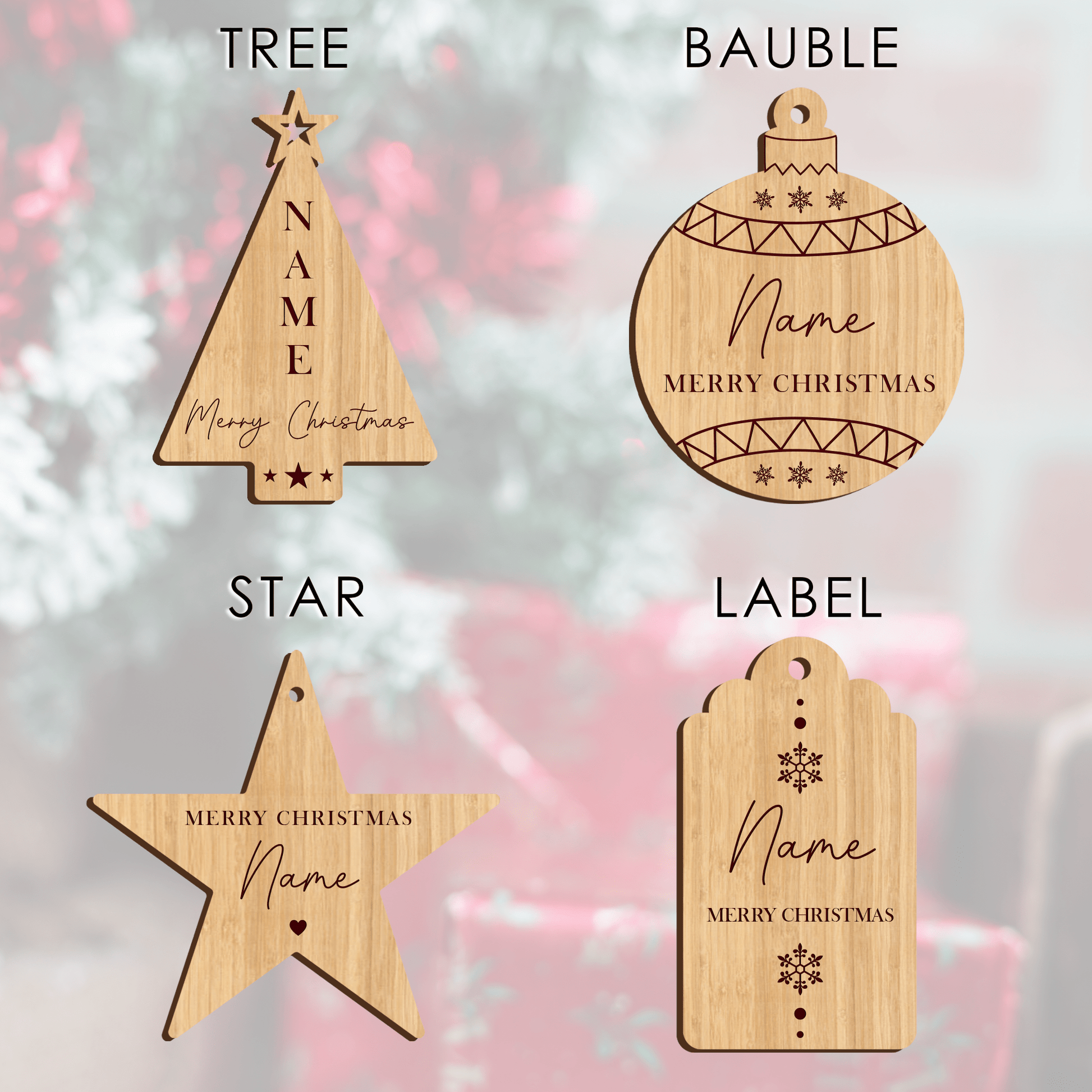 Personalised Engraved Wooden Christmas Gift Tags - So Bespoke Gifts
