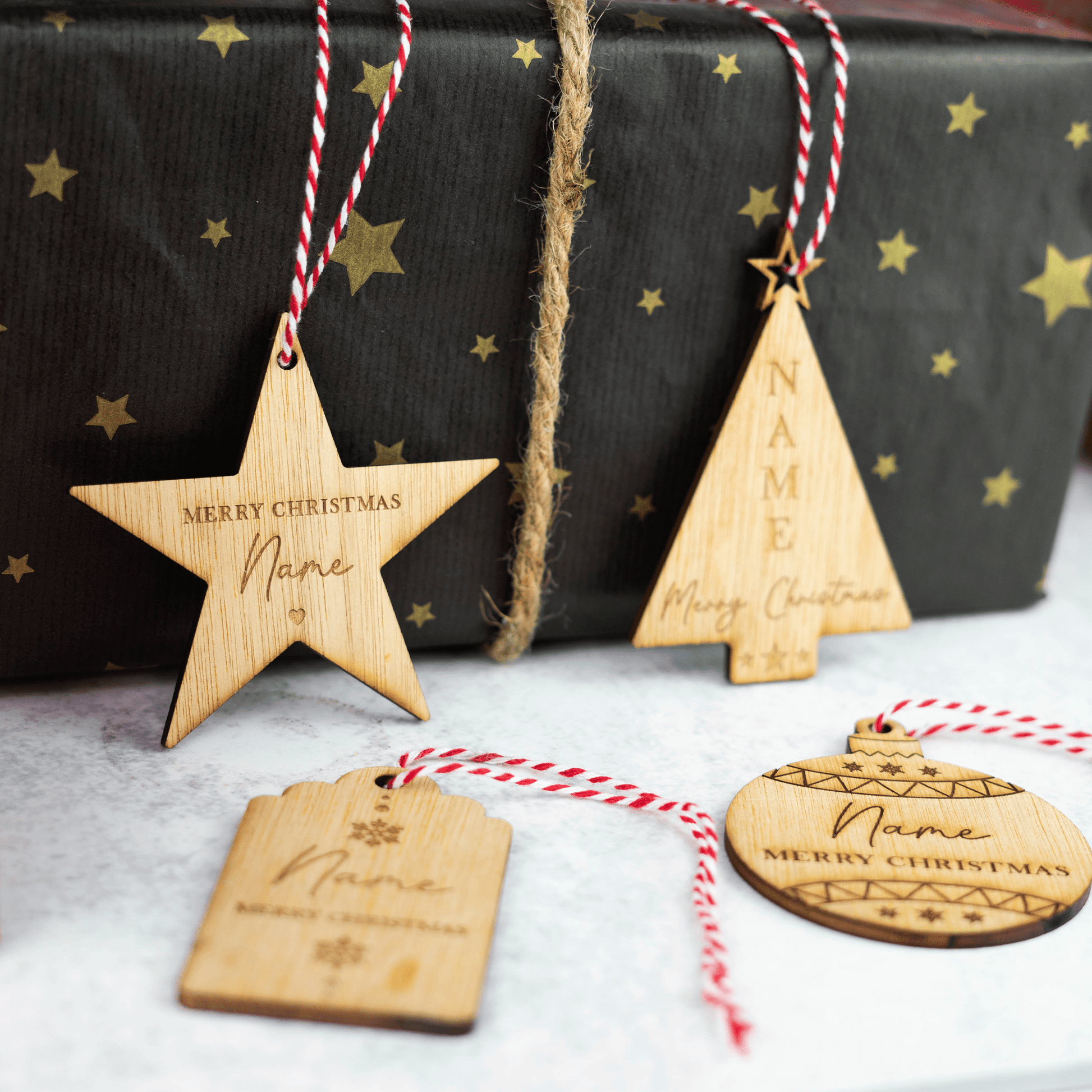 Personalised Engraved Wooden Christmas Gift Tags - So Bespoke Gifts