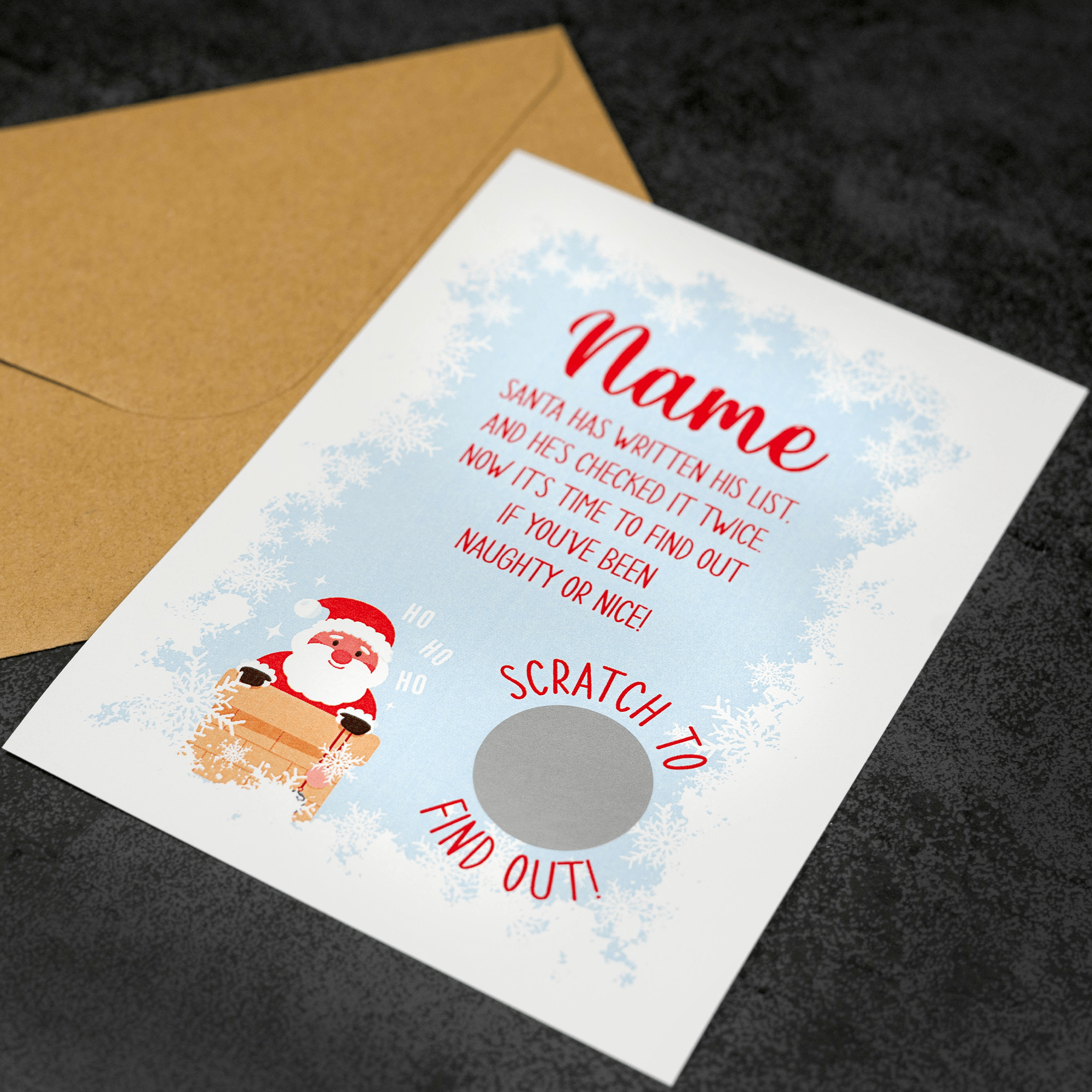 Personalised Printed Christmas Naughty Or Nice Scratch Card - So Bespoke Gifts