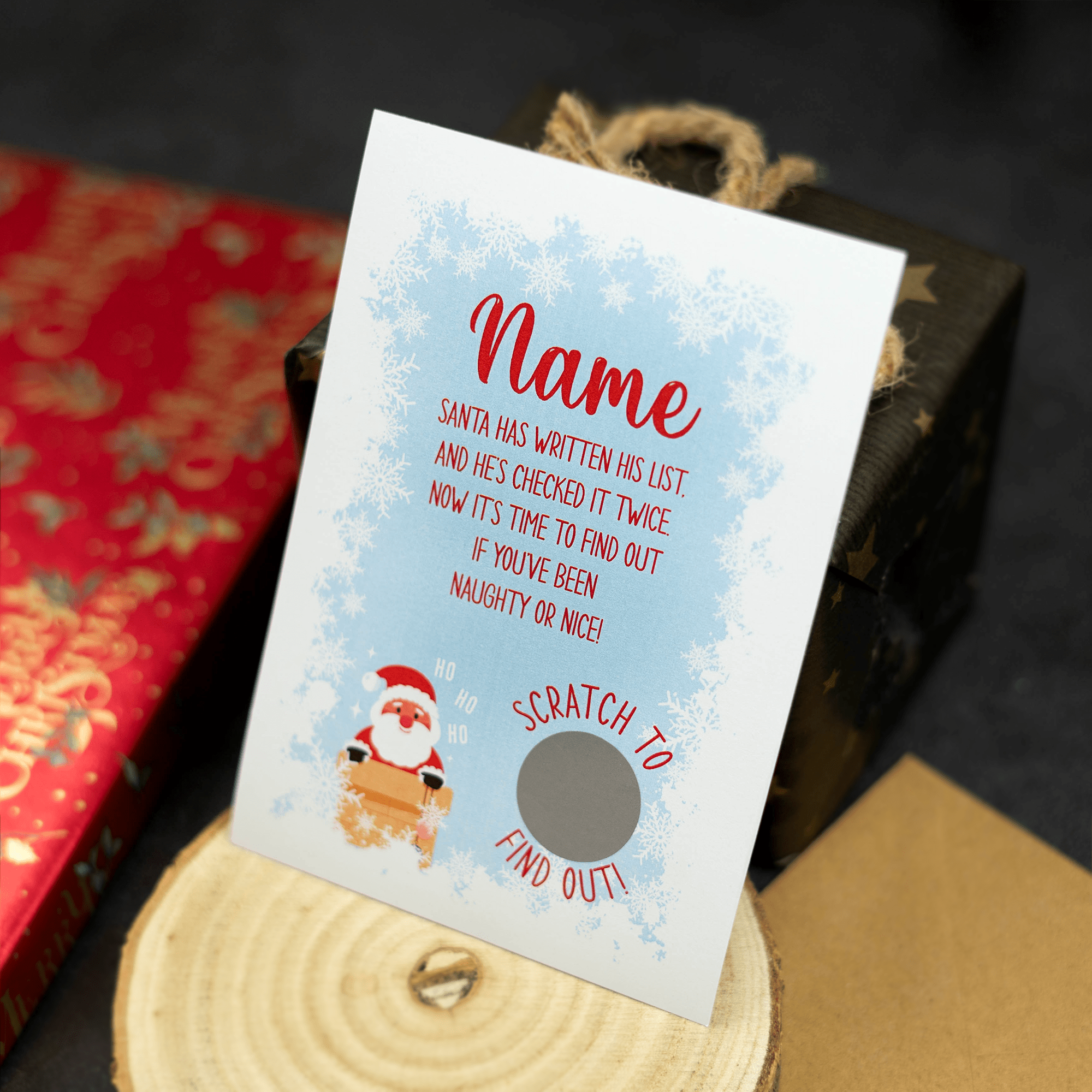 Personalised Printed Christmas Naughty Or Nice Scratch Card - So Bespoke Gifts