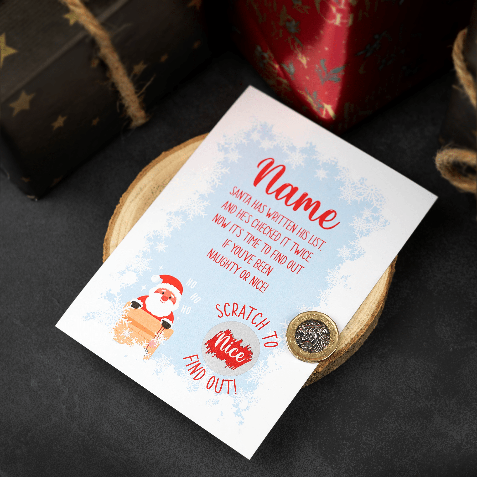 Personalised Printed Christmas Naughty Or Nice Scratch Card - So Bespoke Gifts