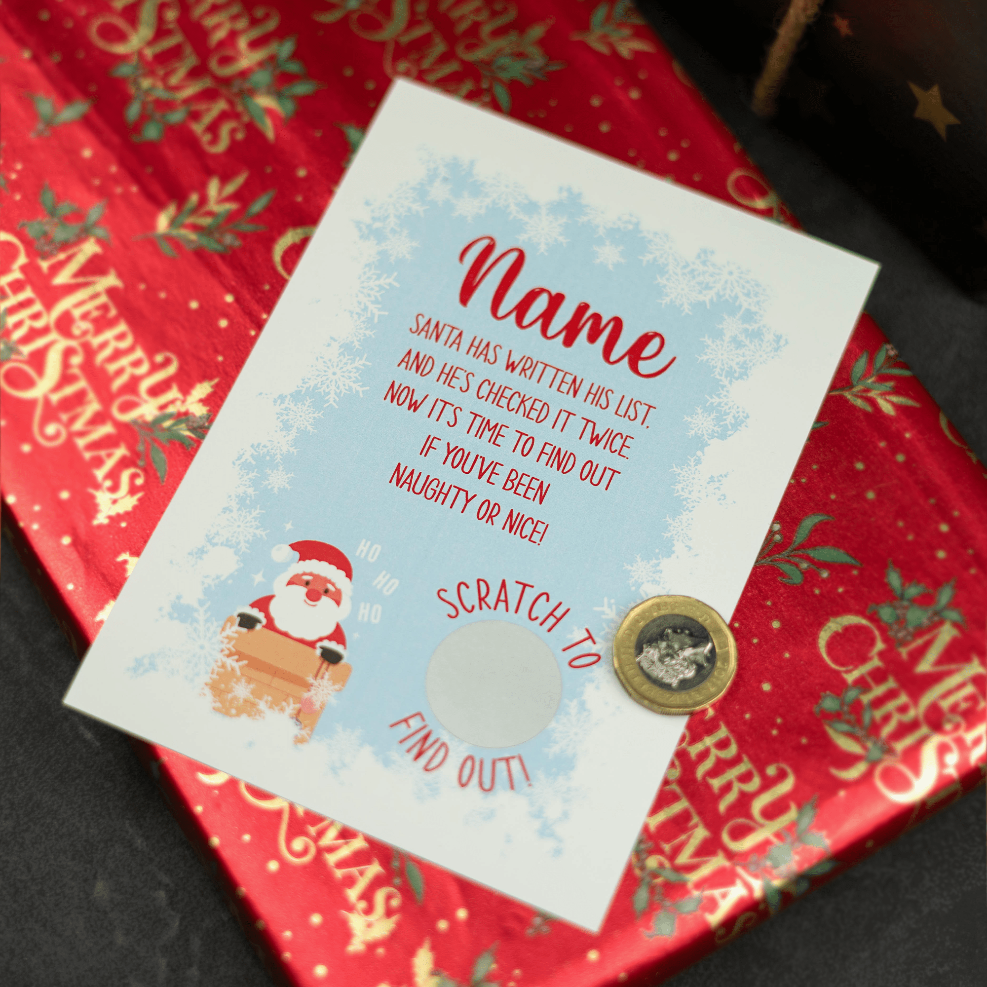 Personalised Printed Christmas Naughty Or Nice Scratch Card - So Bespoke Gifts