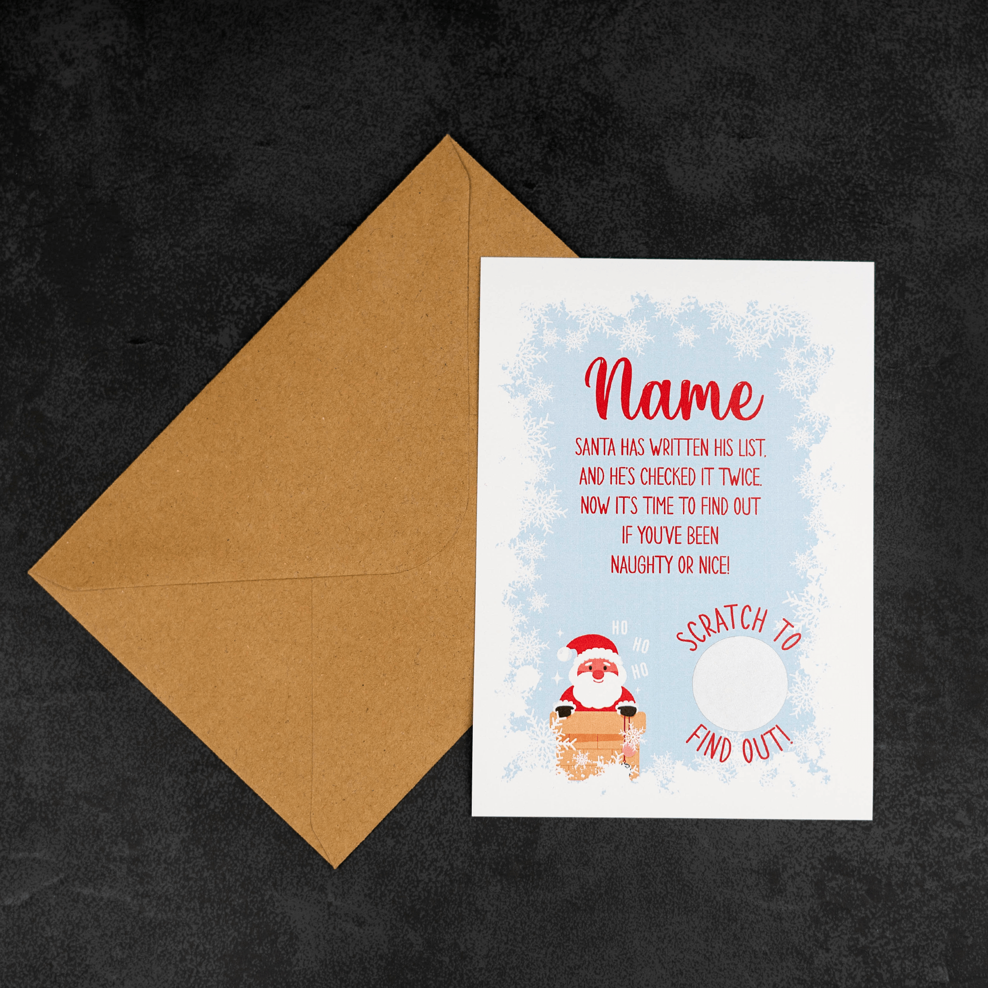 Personalised Printed Christmas Naughty Or Nice Scratch Card - So Bespoke Gifts