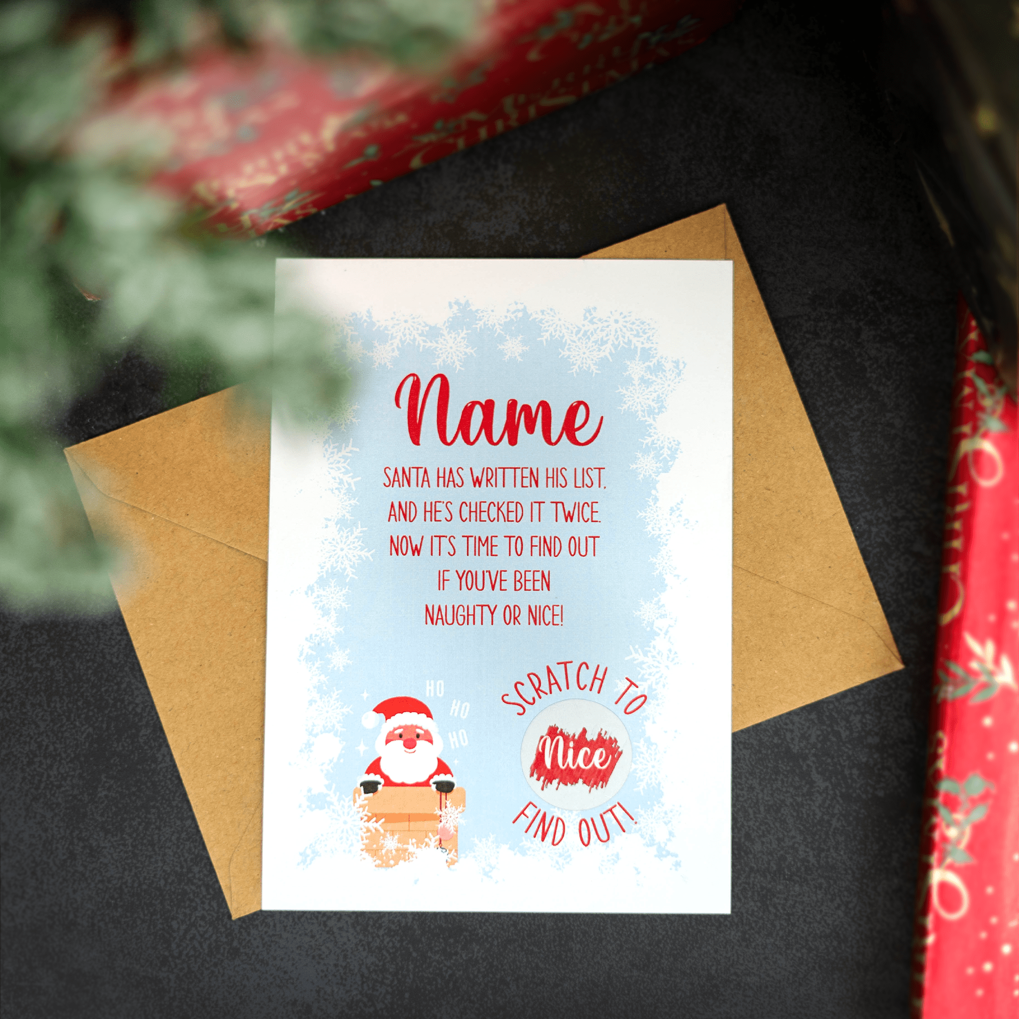 Personalised Printed Christmas Naughty Or Nice Scratch Card - So Bespoke Gifts