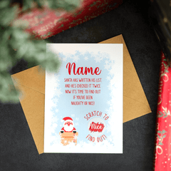 Personalised Printed Christmas Naughty Or Nice Scratch Card - So Bespoke Gifts