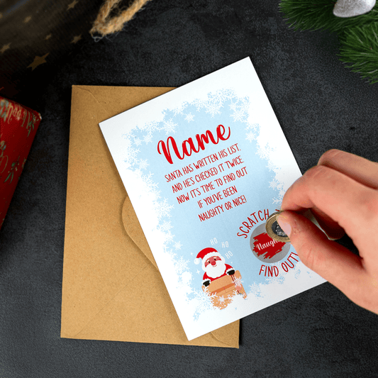 Personalised Printed Christmas Naughty Or Nice Scratch Card - So Bespoke Gifts