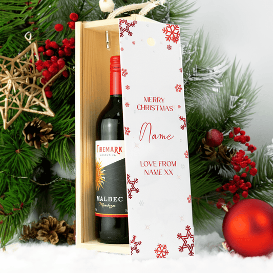 Personalised Printed Christmas Wine Box - So Bespoke Gifts