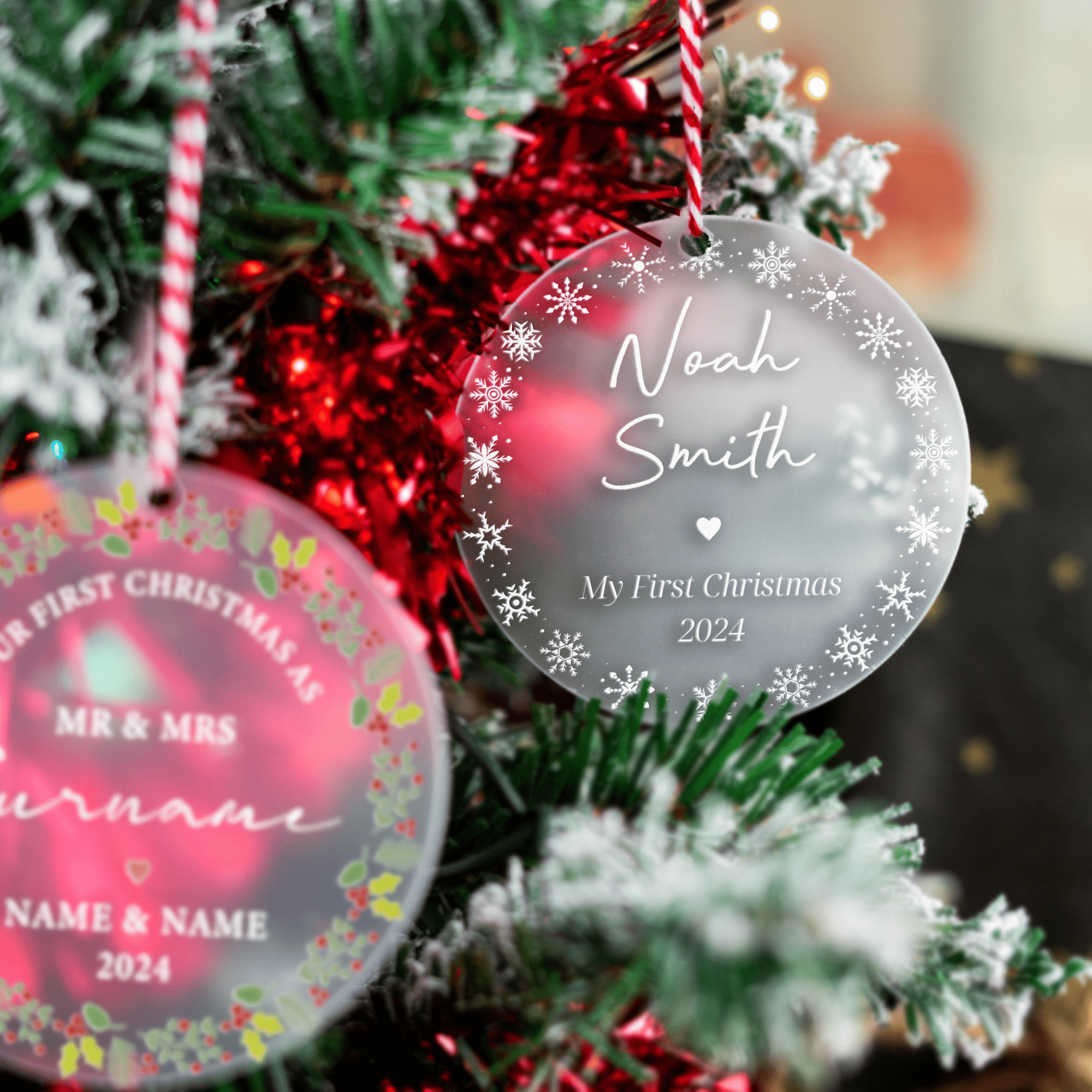 Personalised Printed Frosted Baubles - So Bespoke Gifts