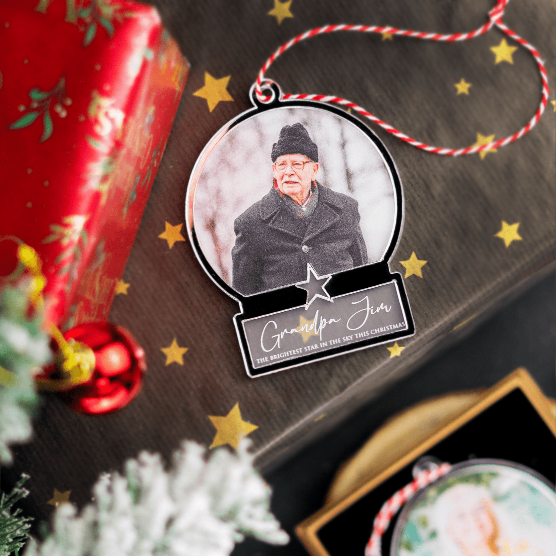 Personalised Printed Frosted Mirror Memorial Bauble - So Bespoke Gifts