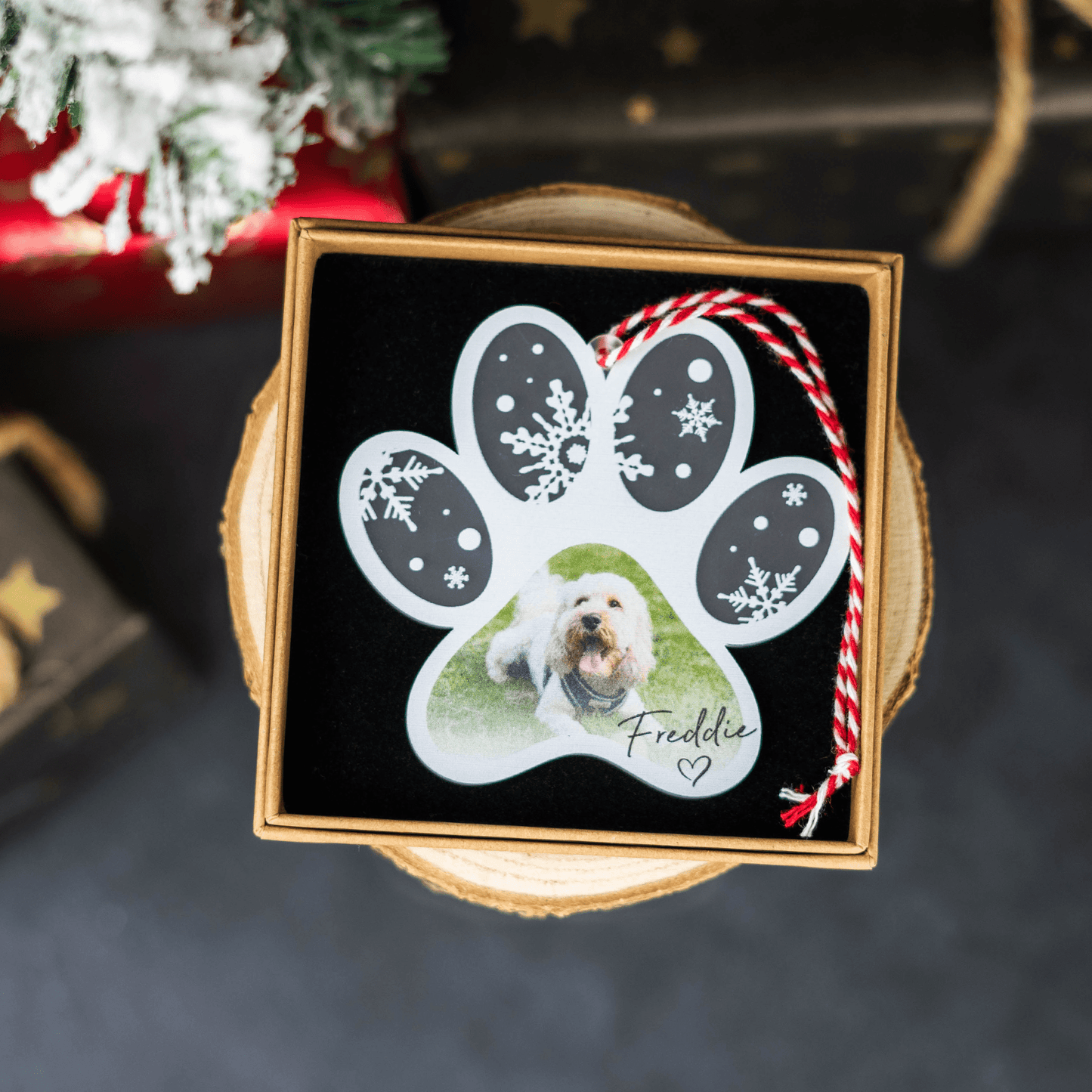 Personalised Printed Frosted Photo Paw Bauble - So Bespoke Gifts